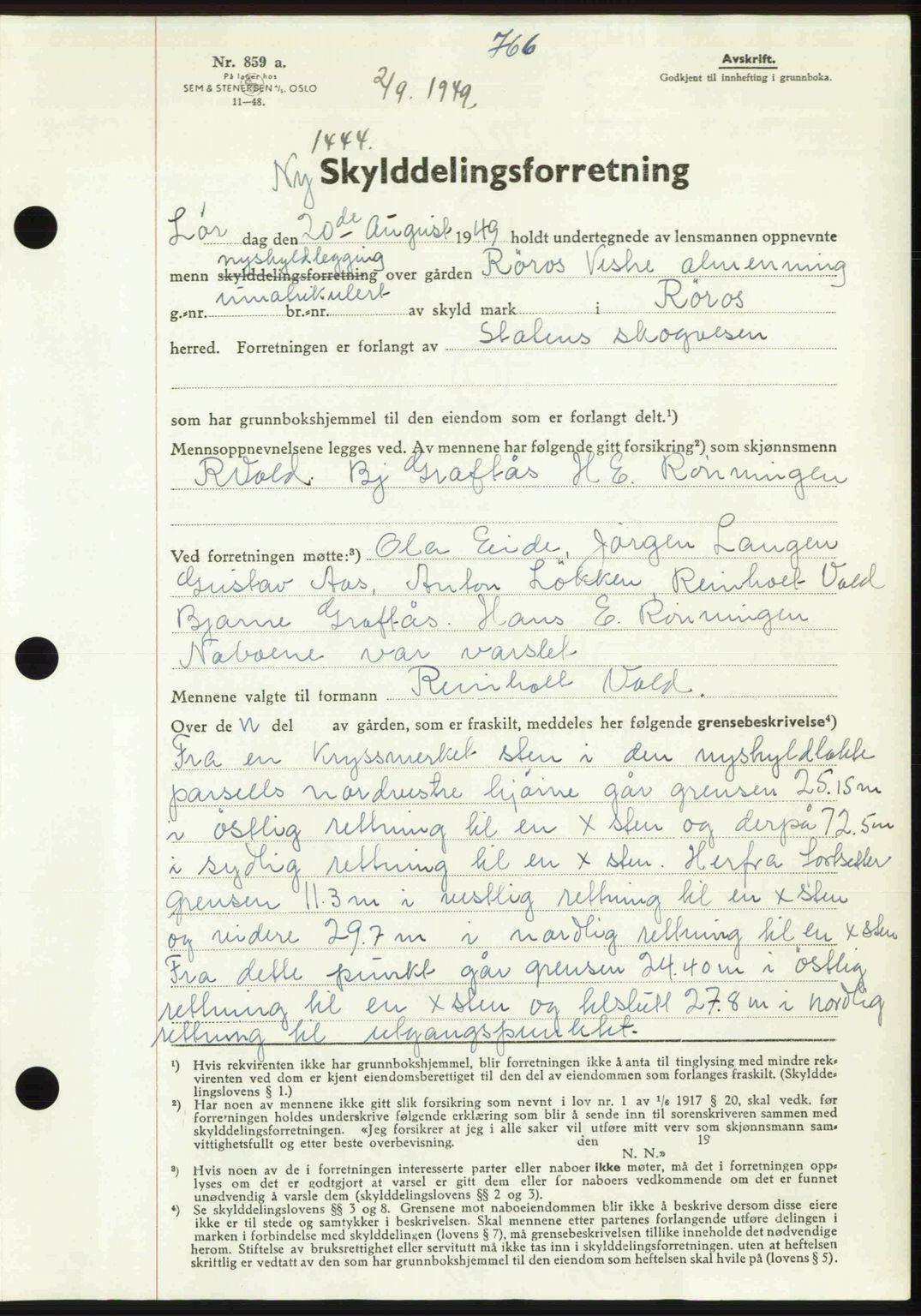 Gauldal sorenskriveri, SAT/A-0014/1/2/2C: Pantebok nr. A8, 1949-1949, Dagboknr: 1444/1949