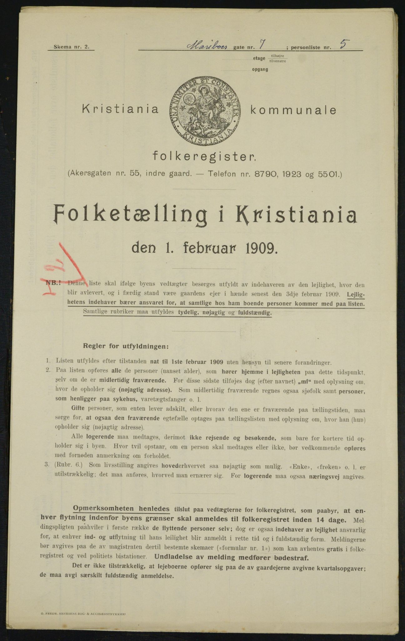 OBA, Kommunal folketelling 1.2.1909 for Kristiania kjøpstad, 1909, s. 54928