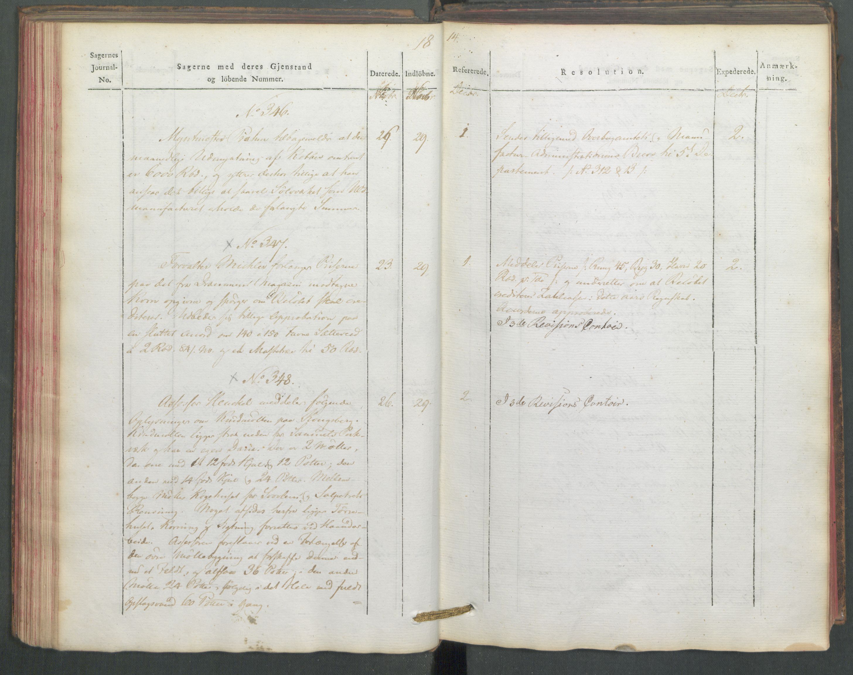 Departementene i 1814, AV/RA-S-3899/Fe/L0054: Journal, 1814