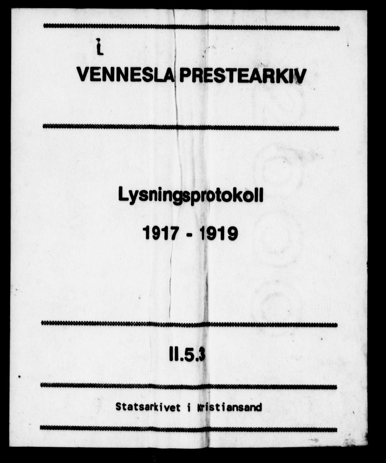 Vennesla sokneprestkontor, SAK/1111-0045/J/L0032/0005: Lysningsprotokoll nr. II 5 3, 1917-1919