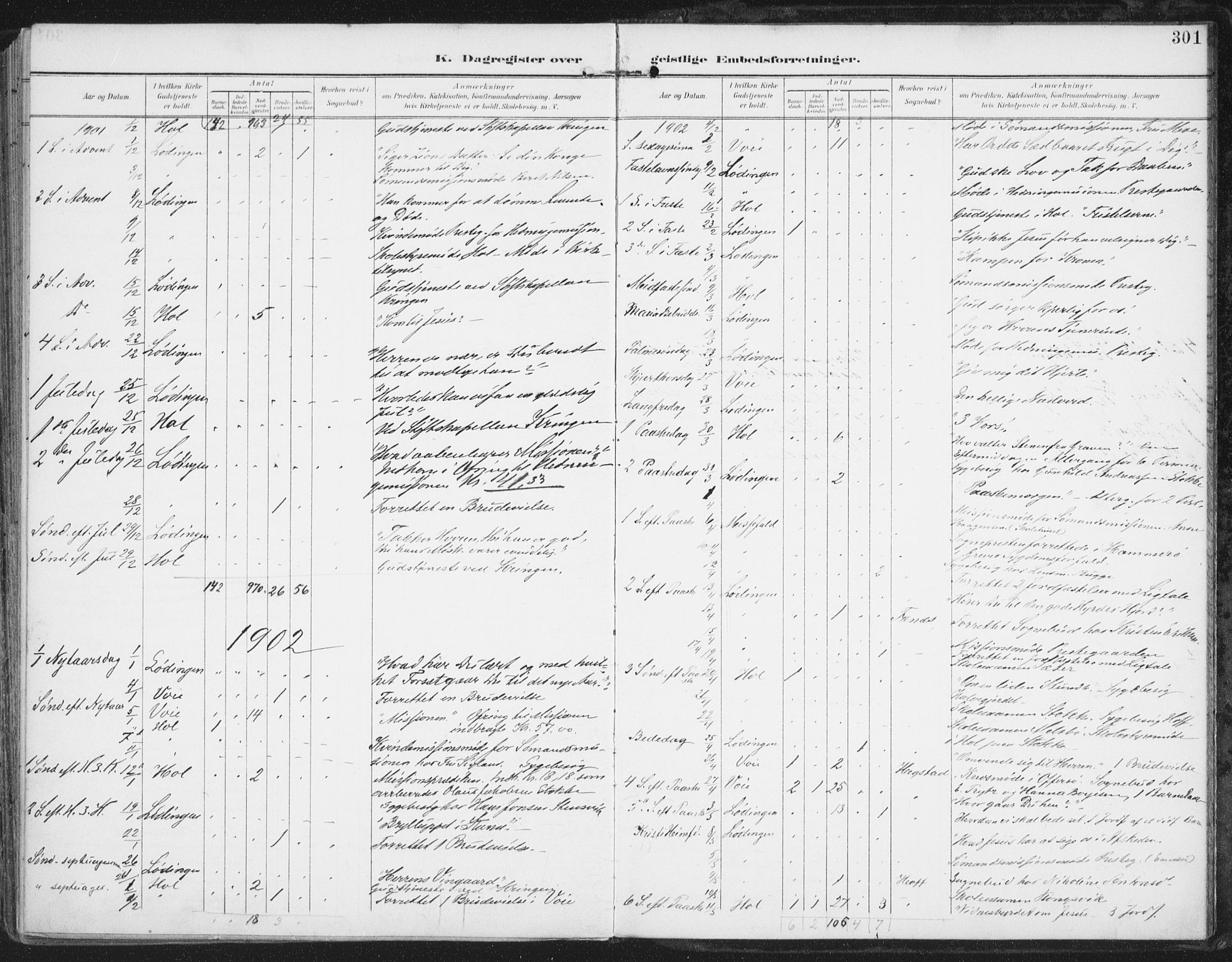 Ministerialprotokoller, klokkerbøker og fødselsregistre - Nordland, AV/SAT-A-1459/872/L1036: Ministerialbok nr. 872A11, 1897-1913, s. 301