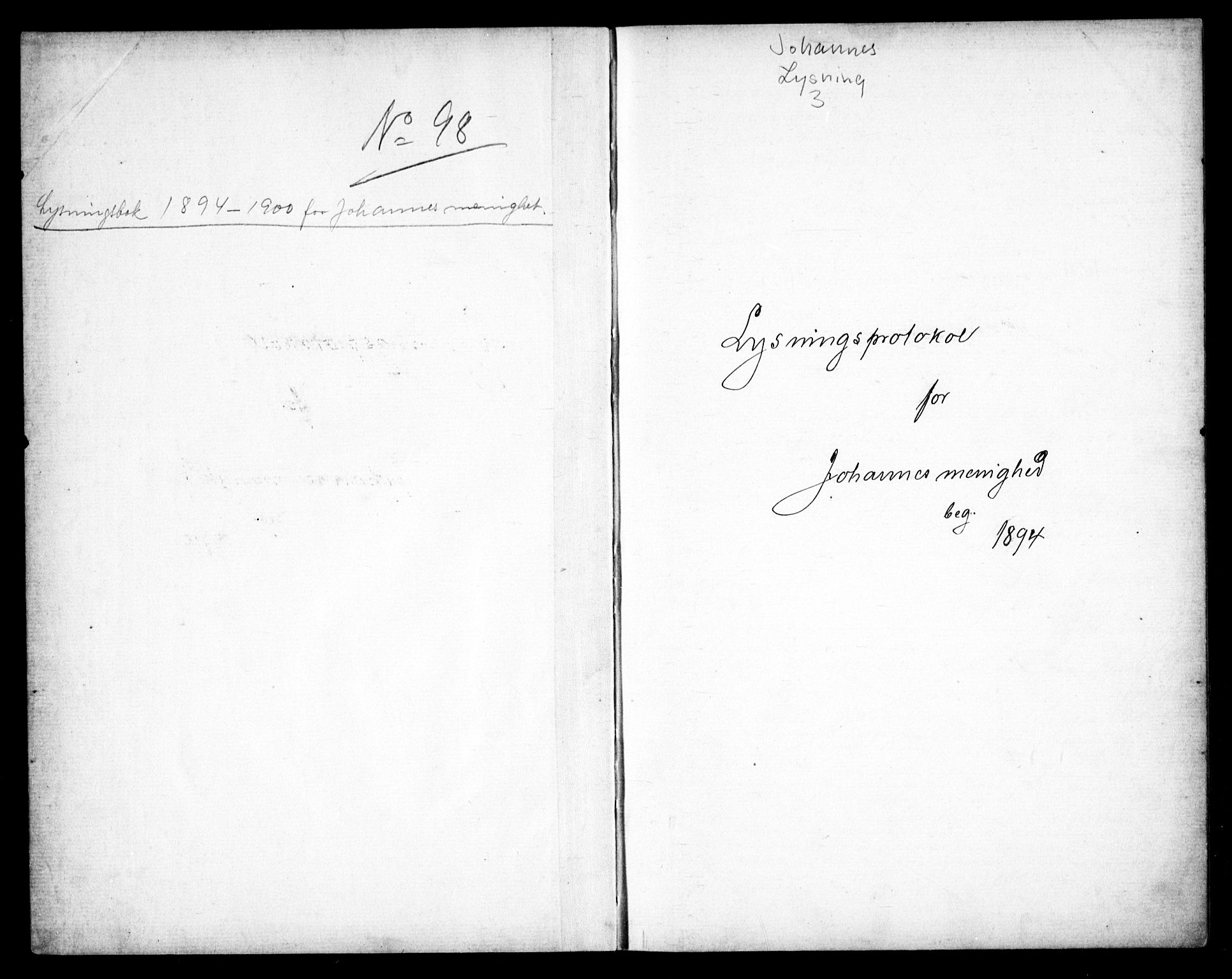 Johannes prestekontor Kirkebøker, SAO/A-10852/H/Ha/L0003: Lysningsprotokoll nr. 3, 1894-1900