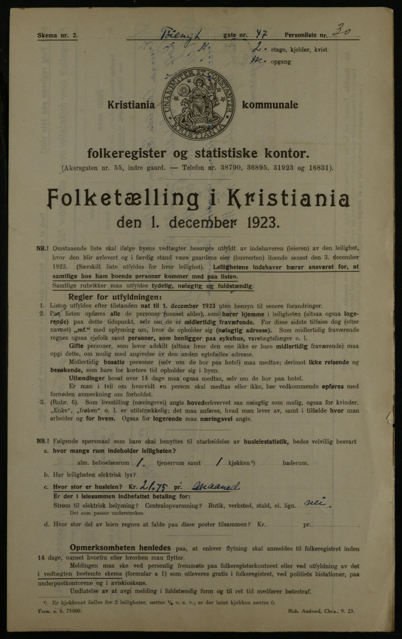 OBA, Kommunal folketelling 1.12.1923 for Kristiania, 1923, s. 130982