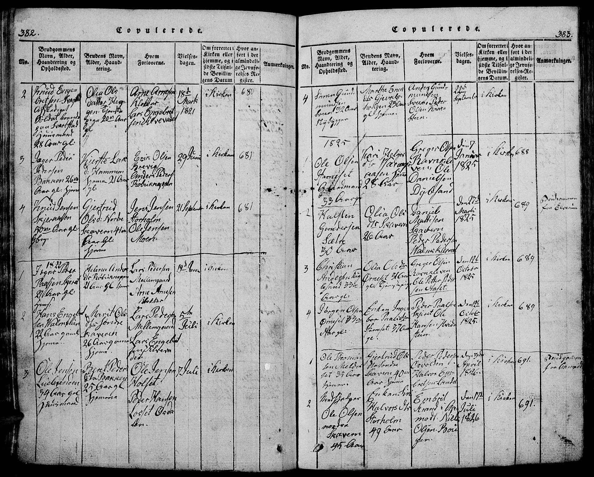 Trysil prestekontor, AV/SAH-PREST-046/H/Ha/Hab/L0005: Klokkerbok nr. 5, 1814-1877, s. 382-383