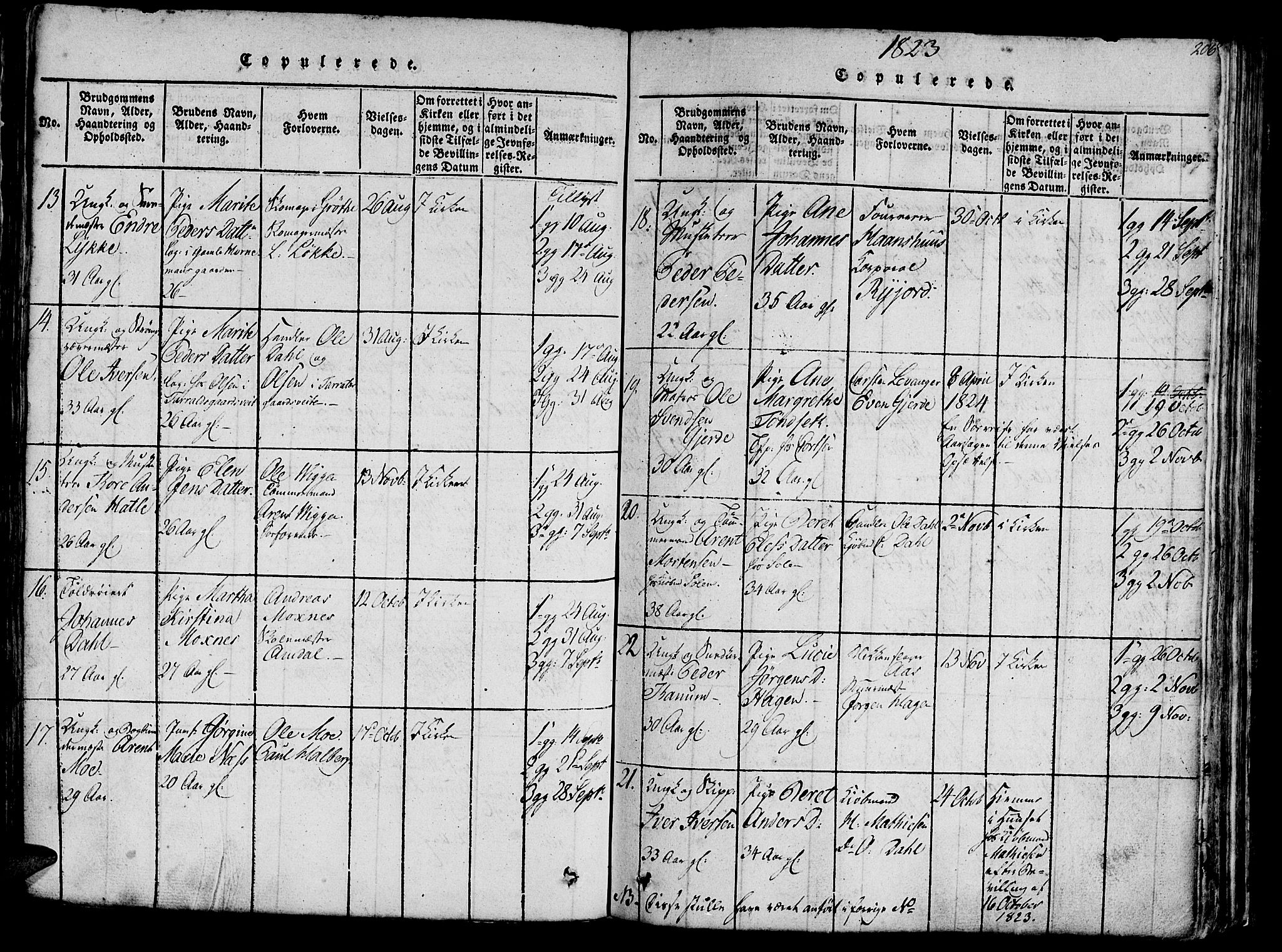 Ministerialprotokoller, klokkerbøker og fødselsregistre - Sør-Trøndelag, SAT/A-1456/602/L0135: Klokkerbok nr. 602C03, 1815-1832, s. 206