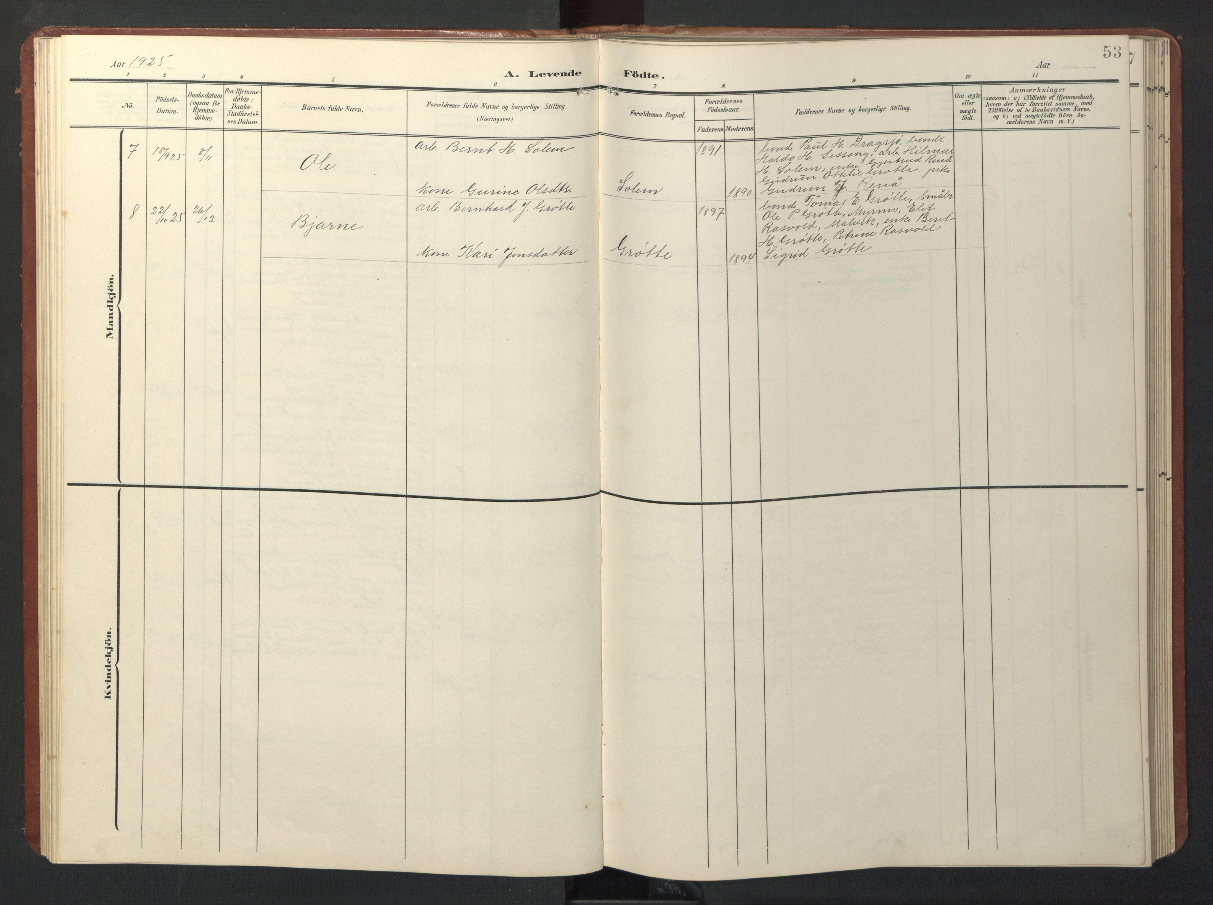 Ministerialprotokoller, klokkerbøker og fødselsregistre - Sør-Trøndelag, SAT/A-1456/696/L1161: Klokkerbok nr. 696C01, 1902-1950, s. 53