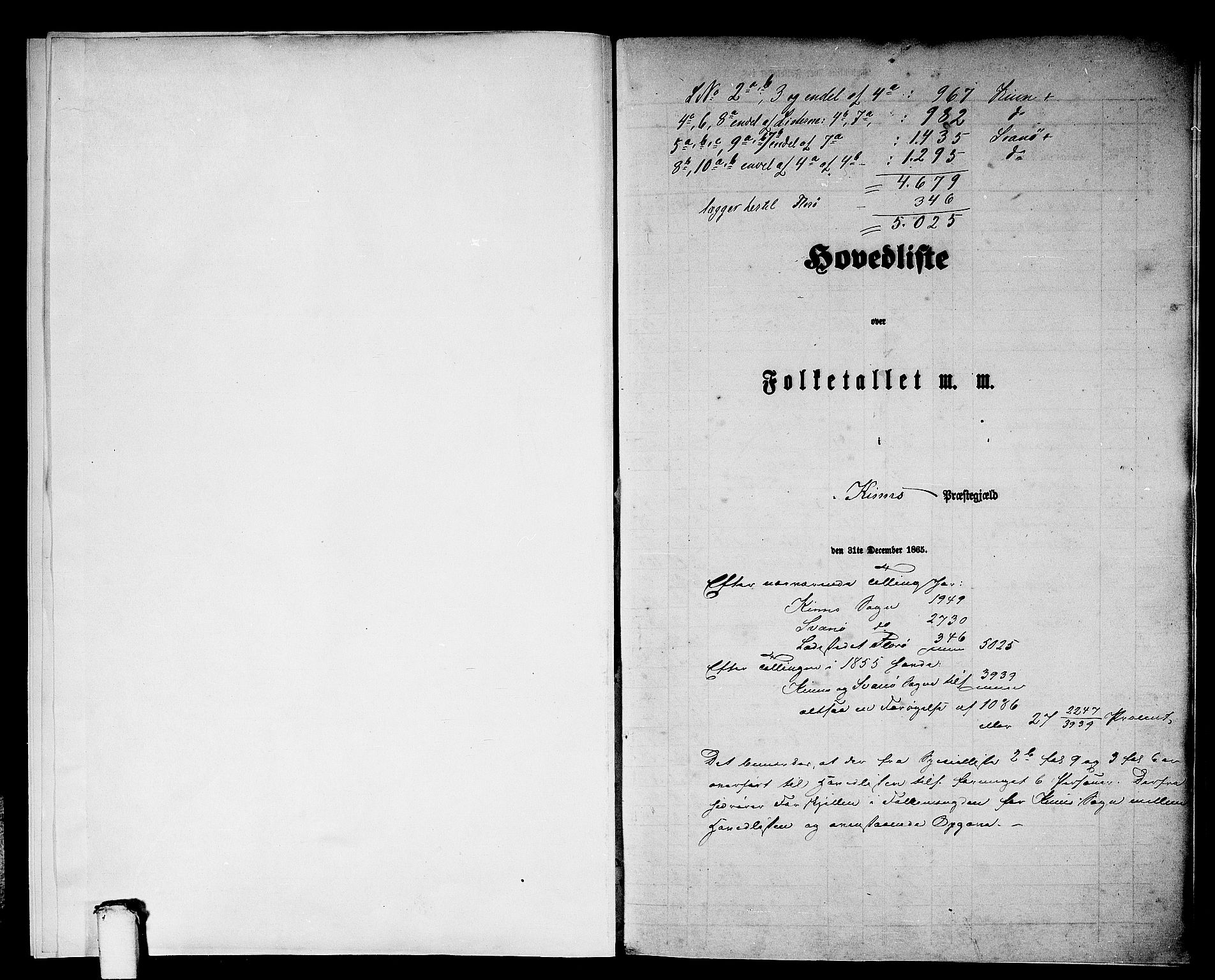 RA, Folketelling 1865 for 1437P Kinn prestegjeld, 1865, s. 5