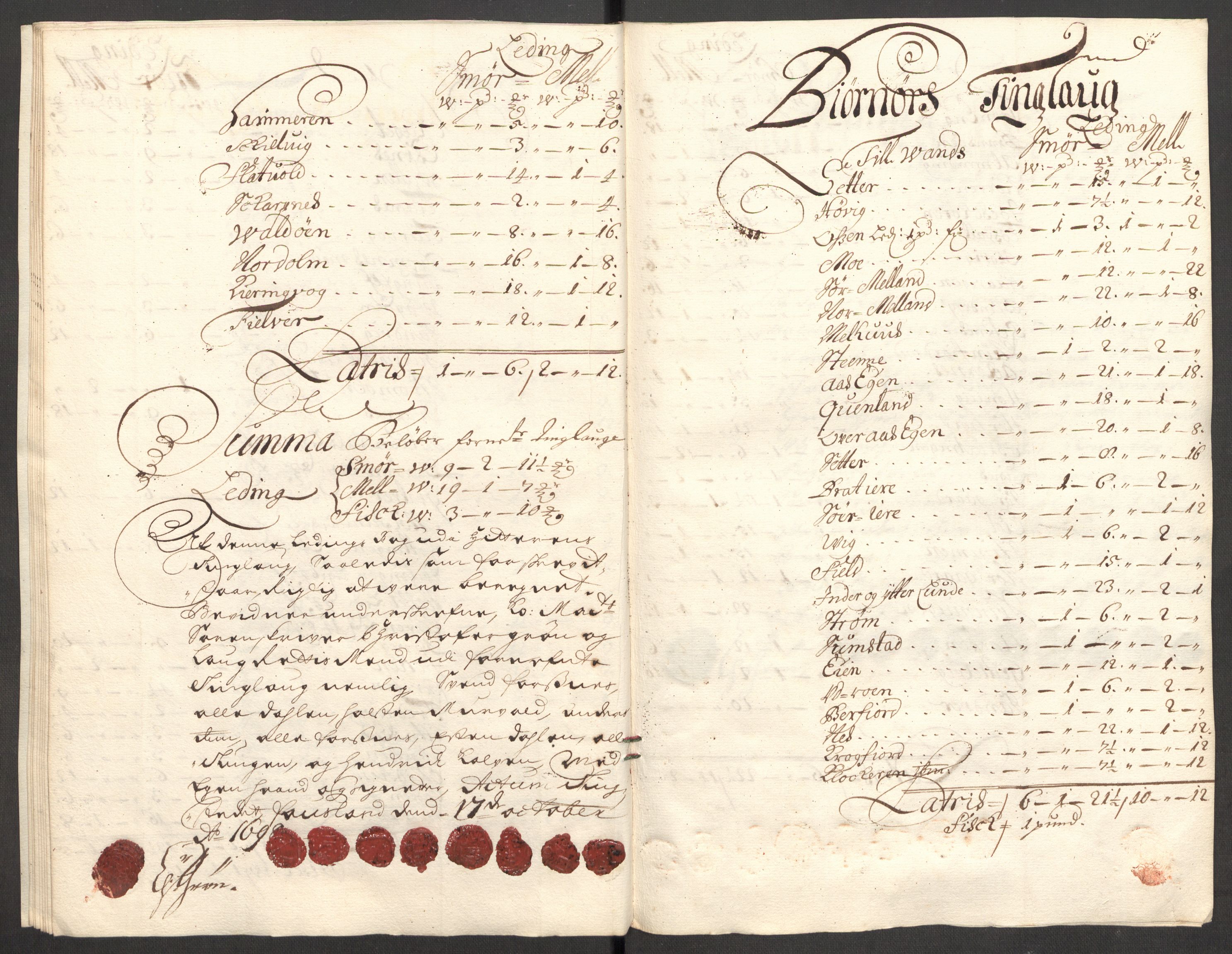 Rentekammeret inntil 1814, Reviderte regnskaper, Fogderegnskap, RA/EA-4092/R57/L3853: Fogderegnskap Fosen, 1698-1699, s. 30