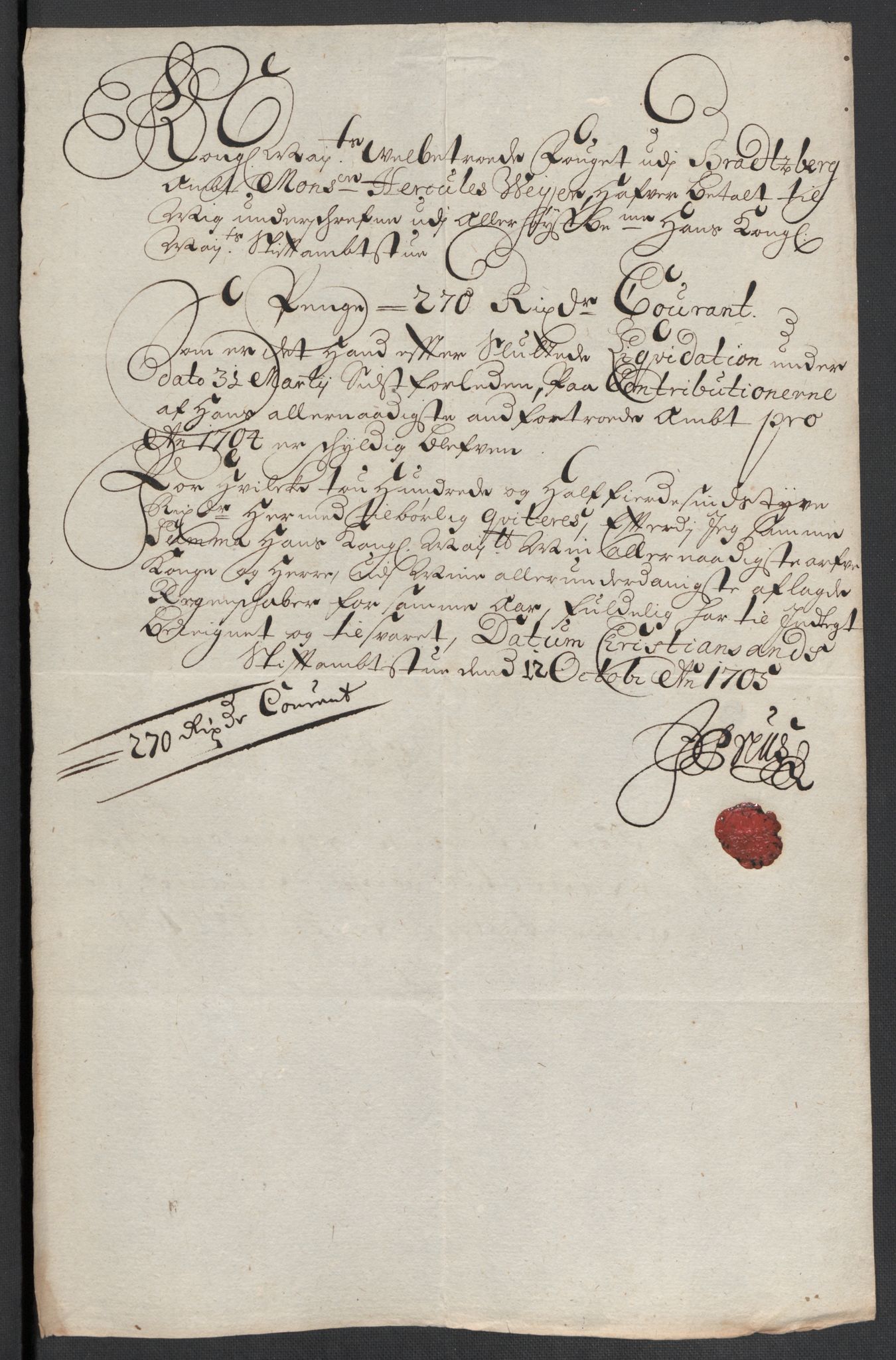 Rentekammeret inntil 1814, Reviderte regnskaper, Fogderegnskap, AV/RA-EA-4092/R36/L2115: Fogderegnskap Øvre og Nedre Telemark og Bamble, 1705, s. 139