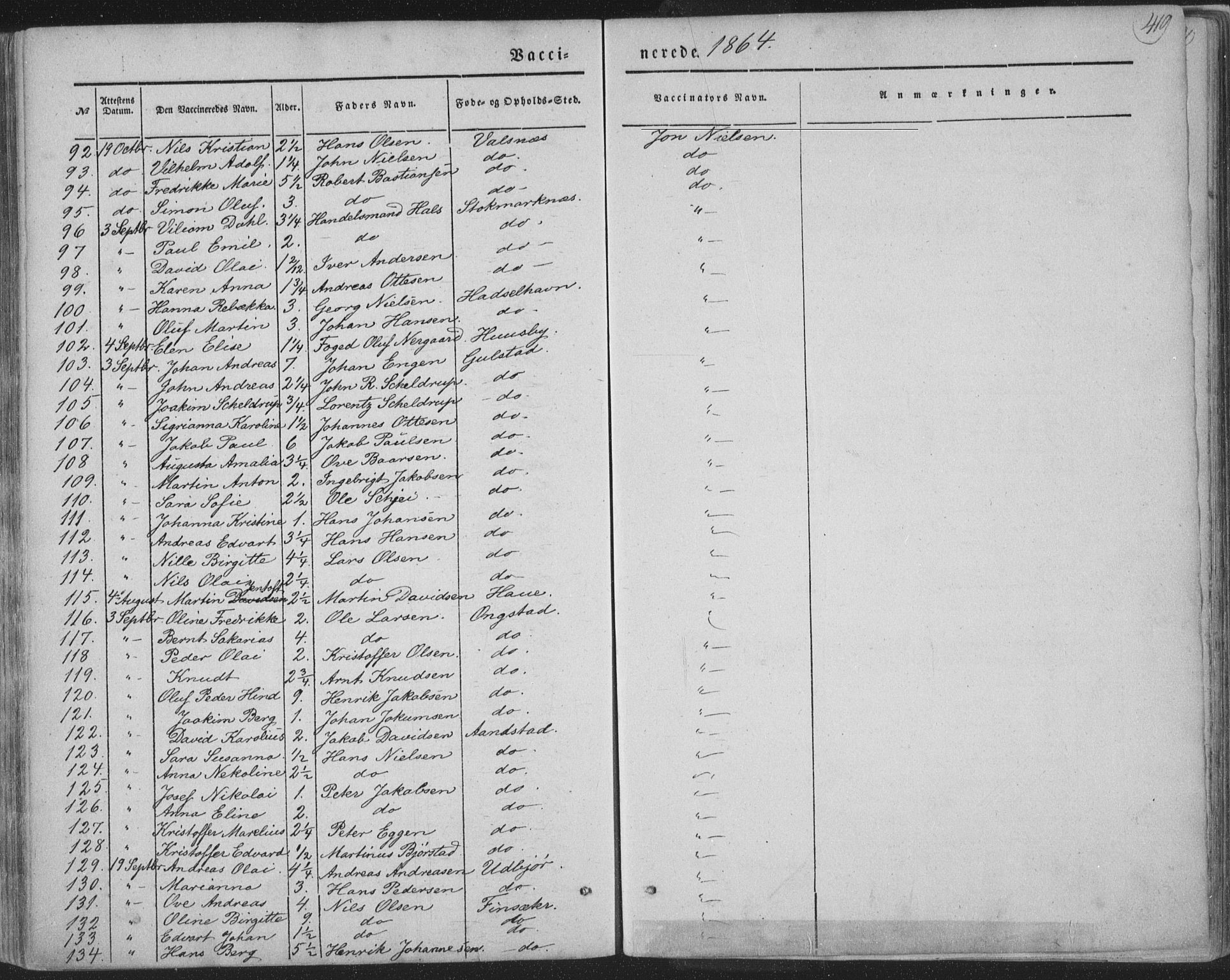 Ministerialprotokoller, klokkerbøker og fødselsregistre - Nordland, AV/SAT-A-1459/888/L1241: Ministerialbok nr. 888A07, 1849-1869, s. 419