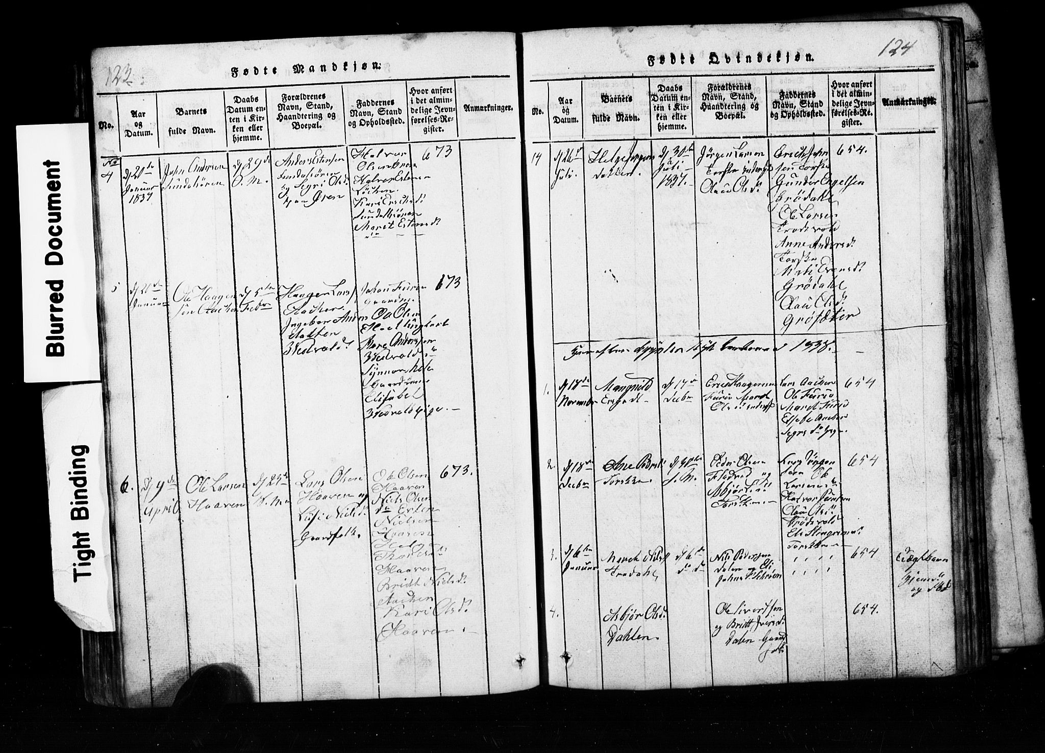 Ministerialprotokoller, klokkerbøker og fødselsregistre - Møre og Romsdal, AV/SAT-A-1454/590/L1016: Klokkerbok nr. 590C01, 1819-1838, s. 123-124