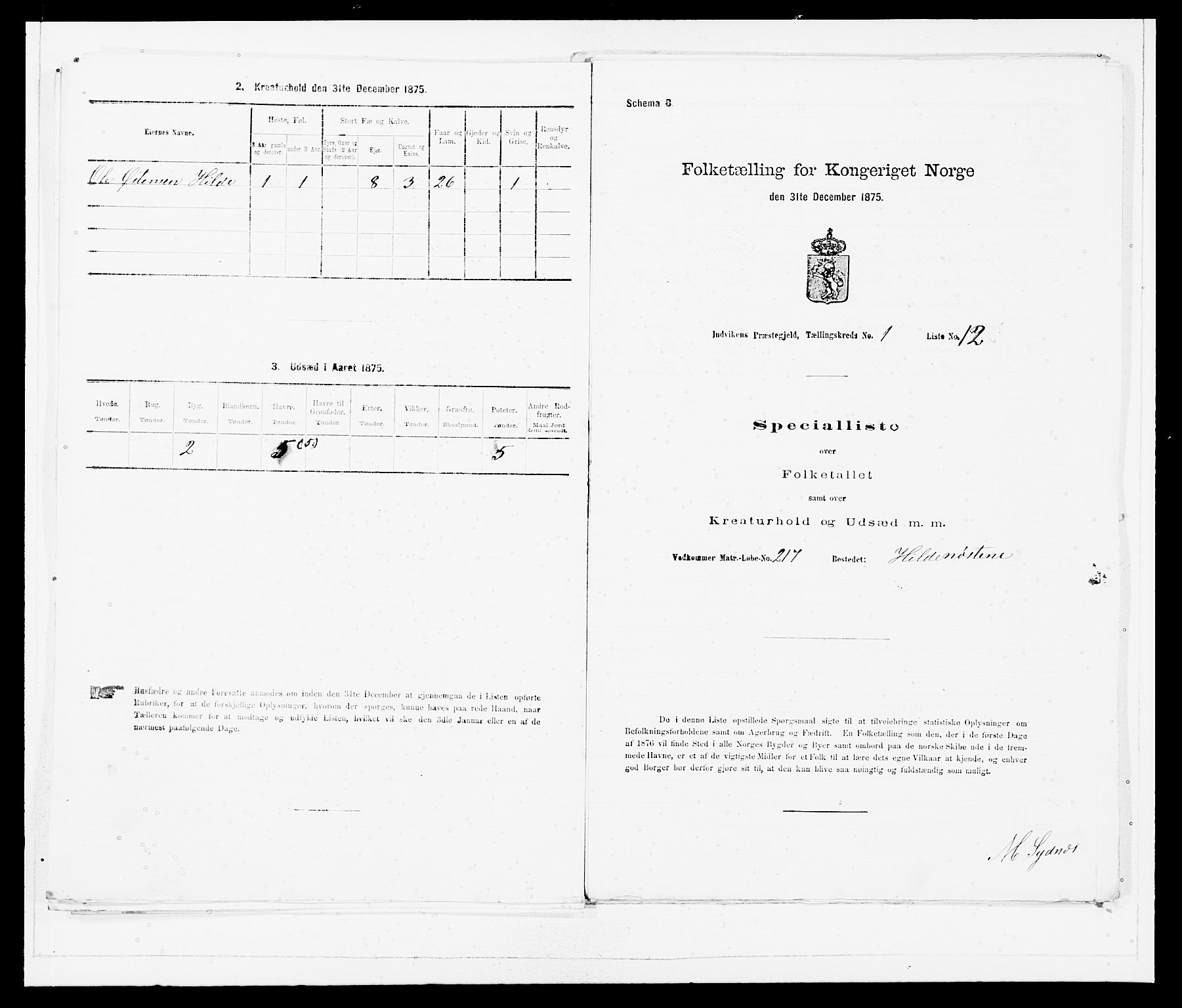 SAB, Folketelling 1875 for 1447P Innvik prestegjeld, 1875, s. 45