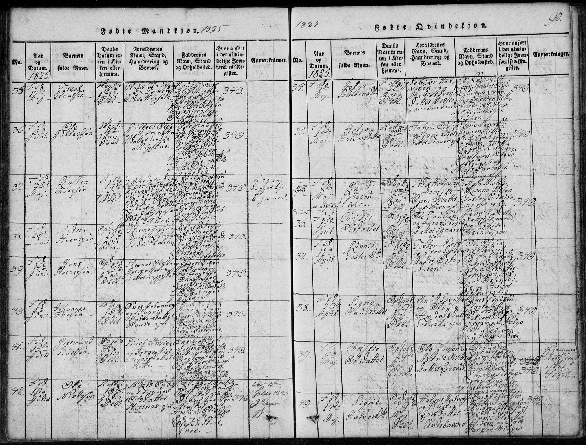 Rollag kirkebøker, AV/SAKO-A-240/G/Ga/L0001: Klokkerbok nr. I 1, 1814-1831, s. 90