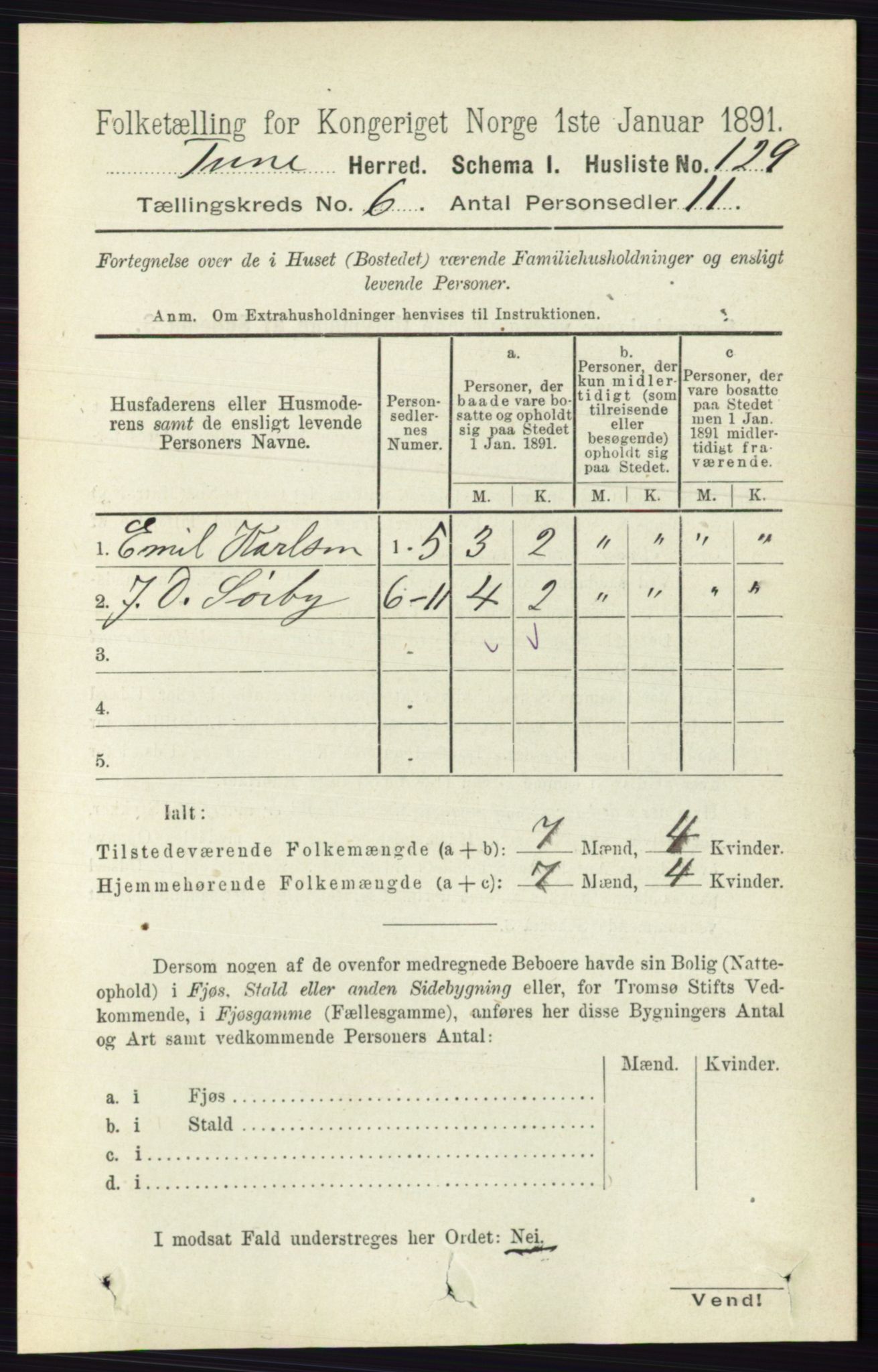 RA, Folketelling 1891 for 0130 Tune herred, 1891, s. 4080