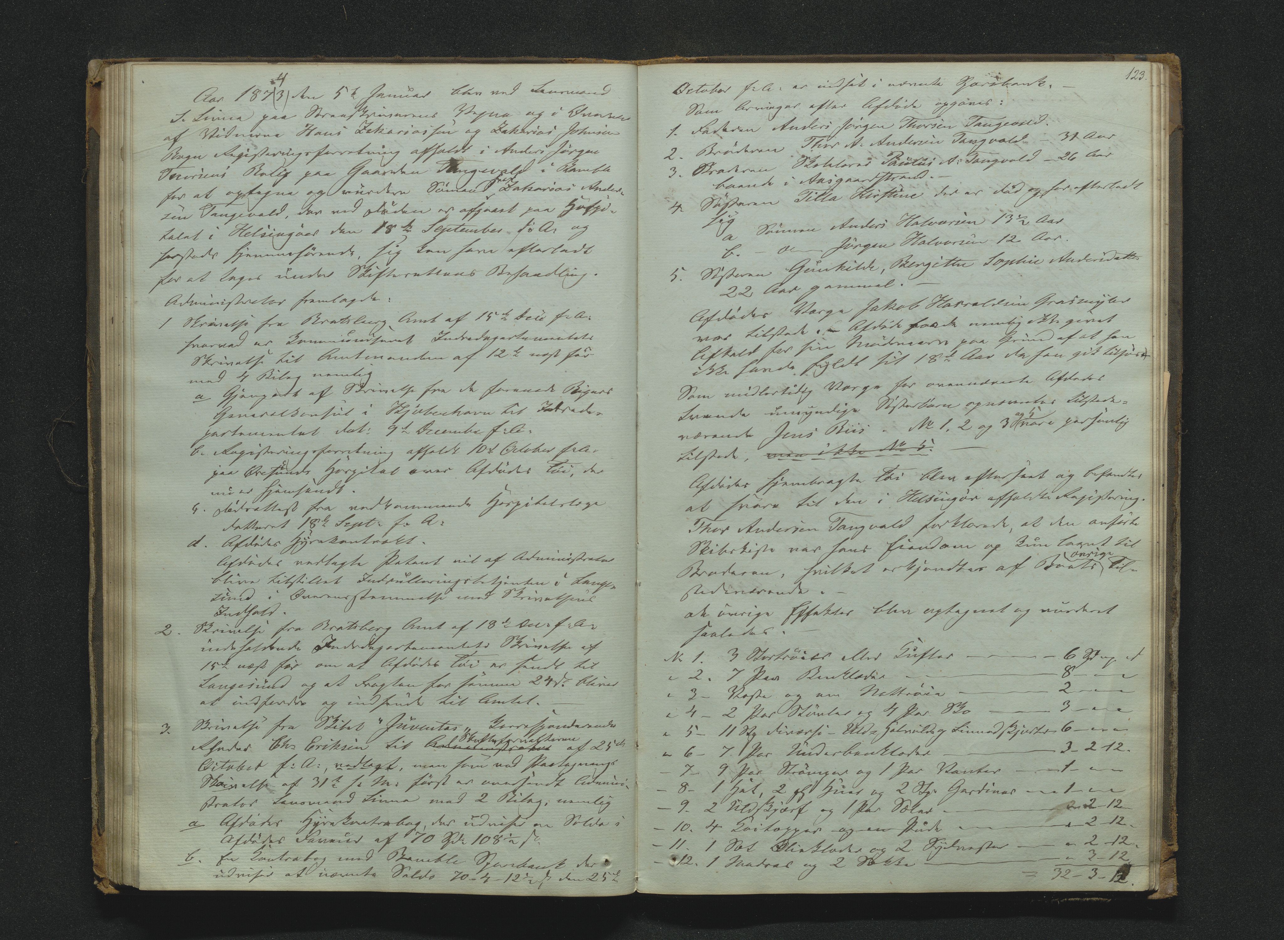 Bamble sorenskriveri, AV/SAKO-A-214/H/Hb/Hbb/Hbbb/L0001/0003: Skifteregisteringsprotokoll  / Skifteregisteringsprotokoll 3, 1860-1882, s. 122-123