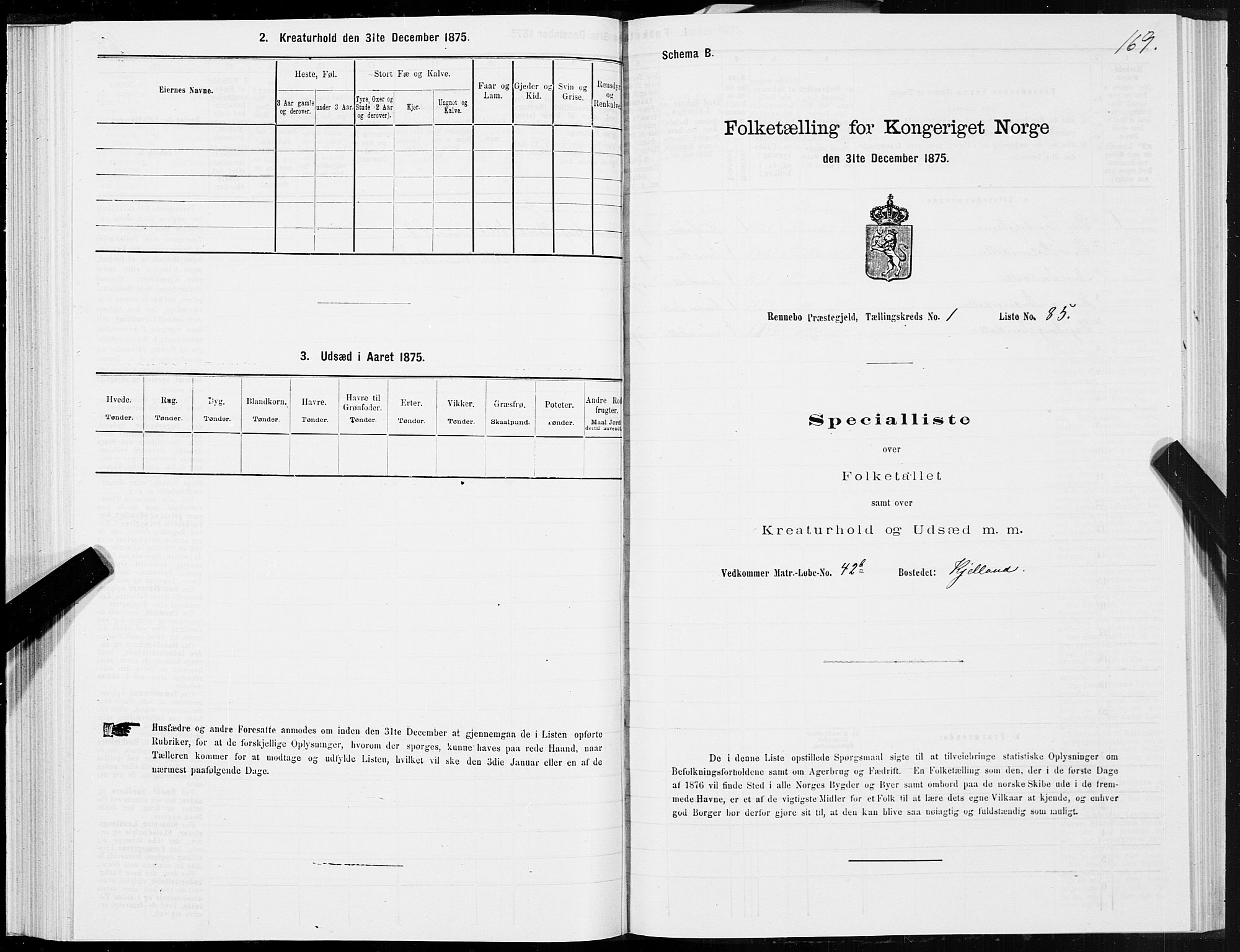 SAT, Folketelling 1875 for 1635P Rennebu prestegjeld, 1875, s. 1169