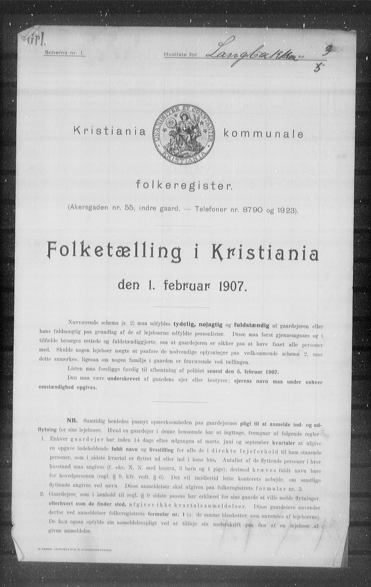 OBA, Kommunal folketelling 1.2.1907 for Kristiania kjøpstad, 1907, s. 28726