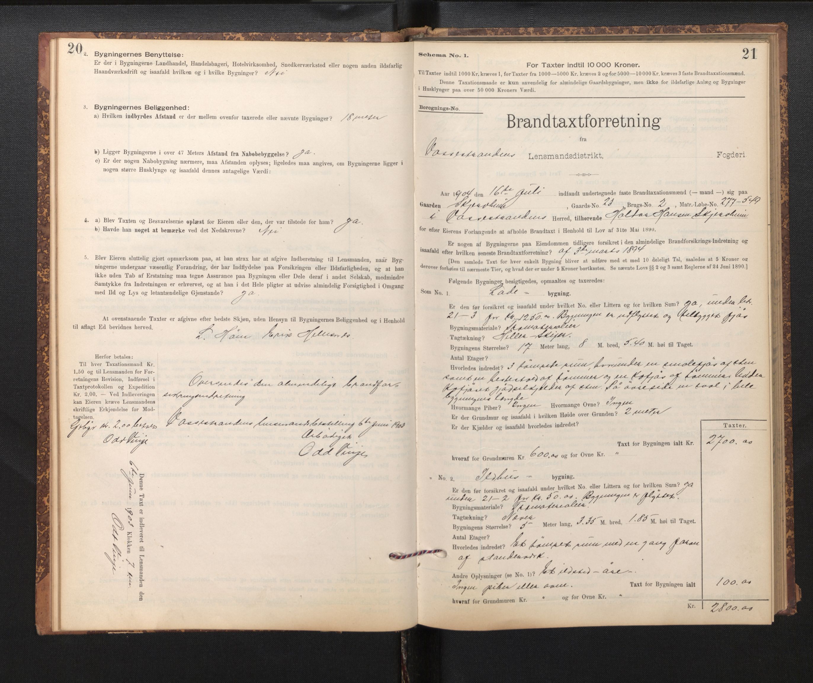 Lensmannen i Vossestrand, SAB/A-35901/0012/L0001b: Branntakstprotokoll, skjematakst, 1895-1928, s. 20-21