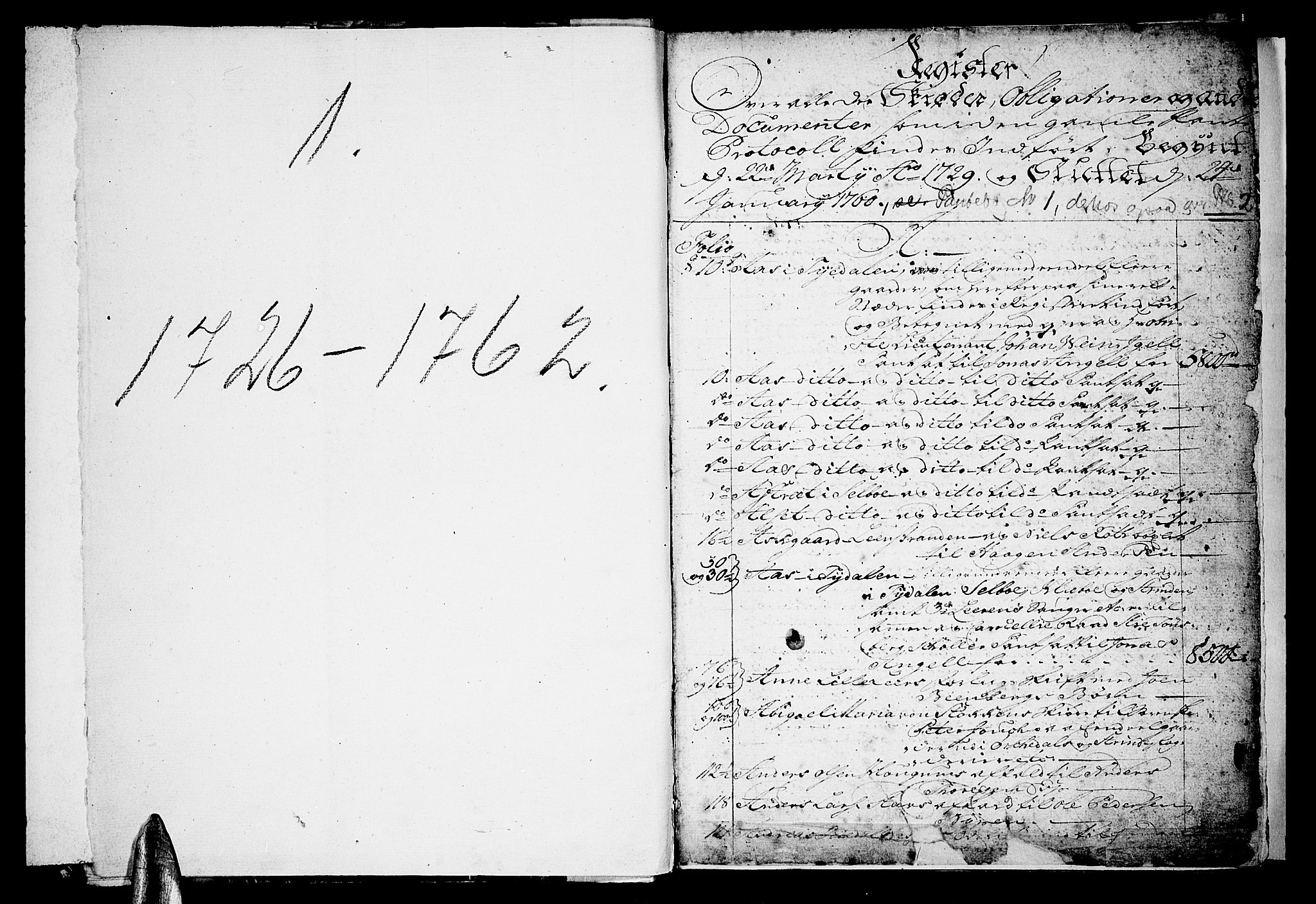 Strinda og Selbu sorenskriveri, SAT/A-0015/2/2A/L0001: Panteregister nr. 1, 1726-1762