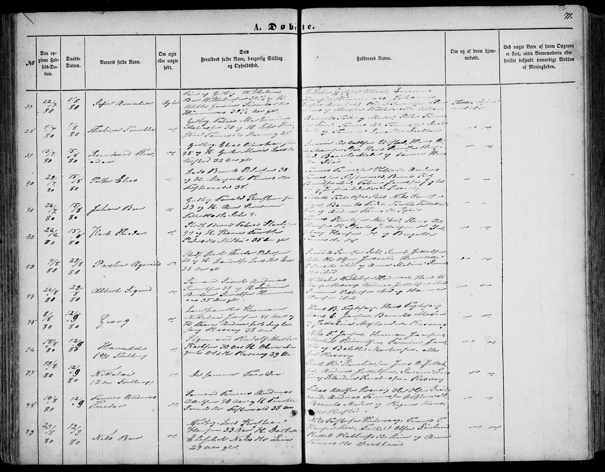 Flekkefjord sokneprestkontor, AV/SAK-1111-0012/F/Fb/Fbb/L0003: Klokkerbok nr. B 3, 1867-1889, s. 71