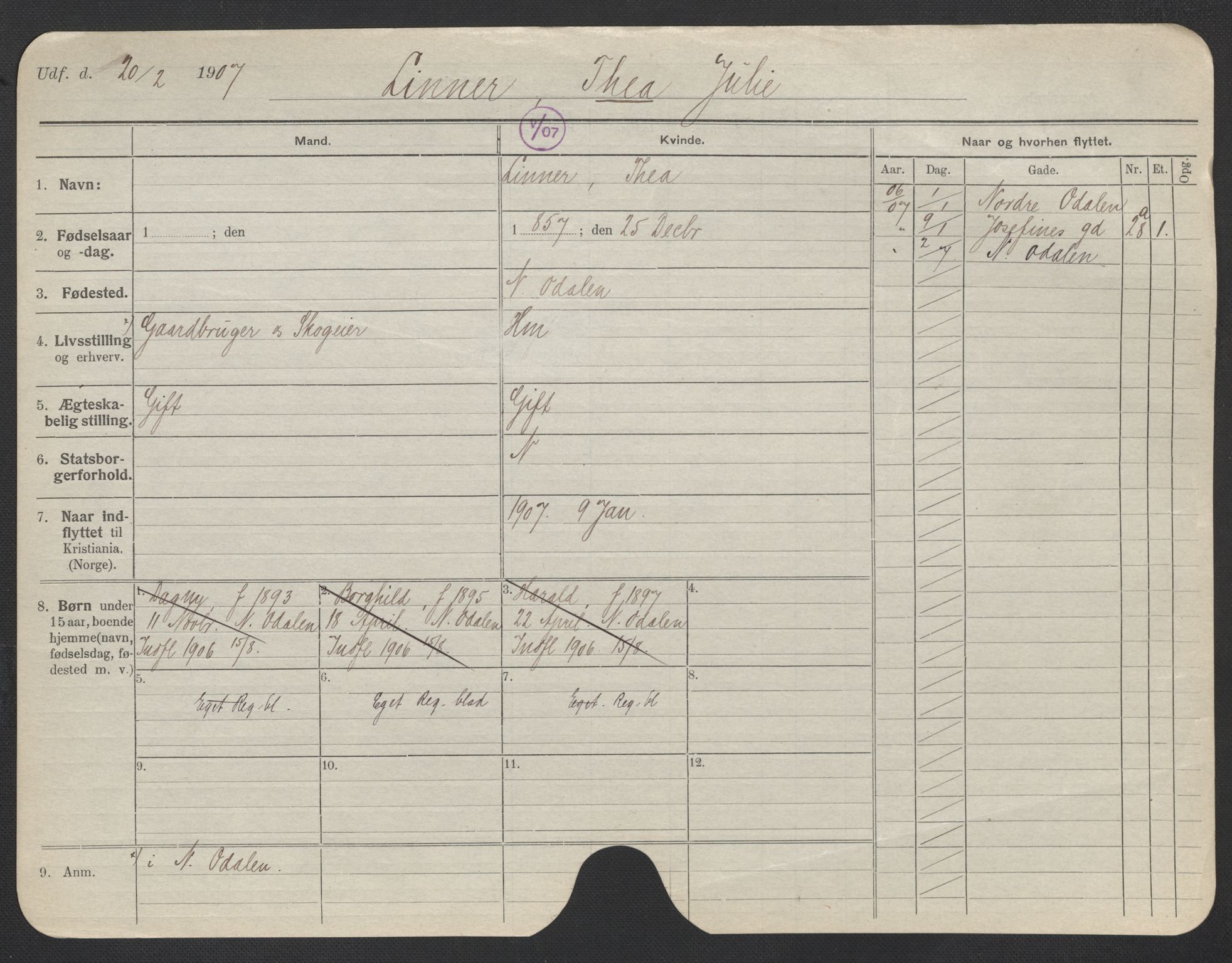 Oslo folkeregister, Registerkort, AV/SAO-A-11715/F/Fa/Fac/L0020: Kvinner, 1906-1914, s. 176a
