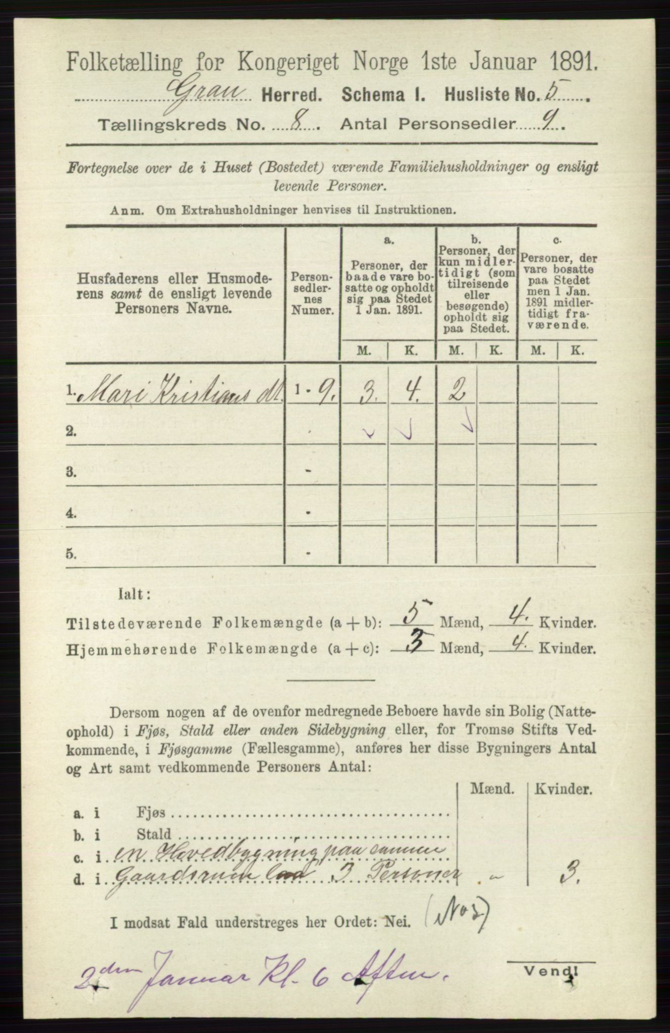 RA, Folketelling 1891 for 0534 Gran herred, 1891, s. 3234