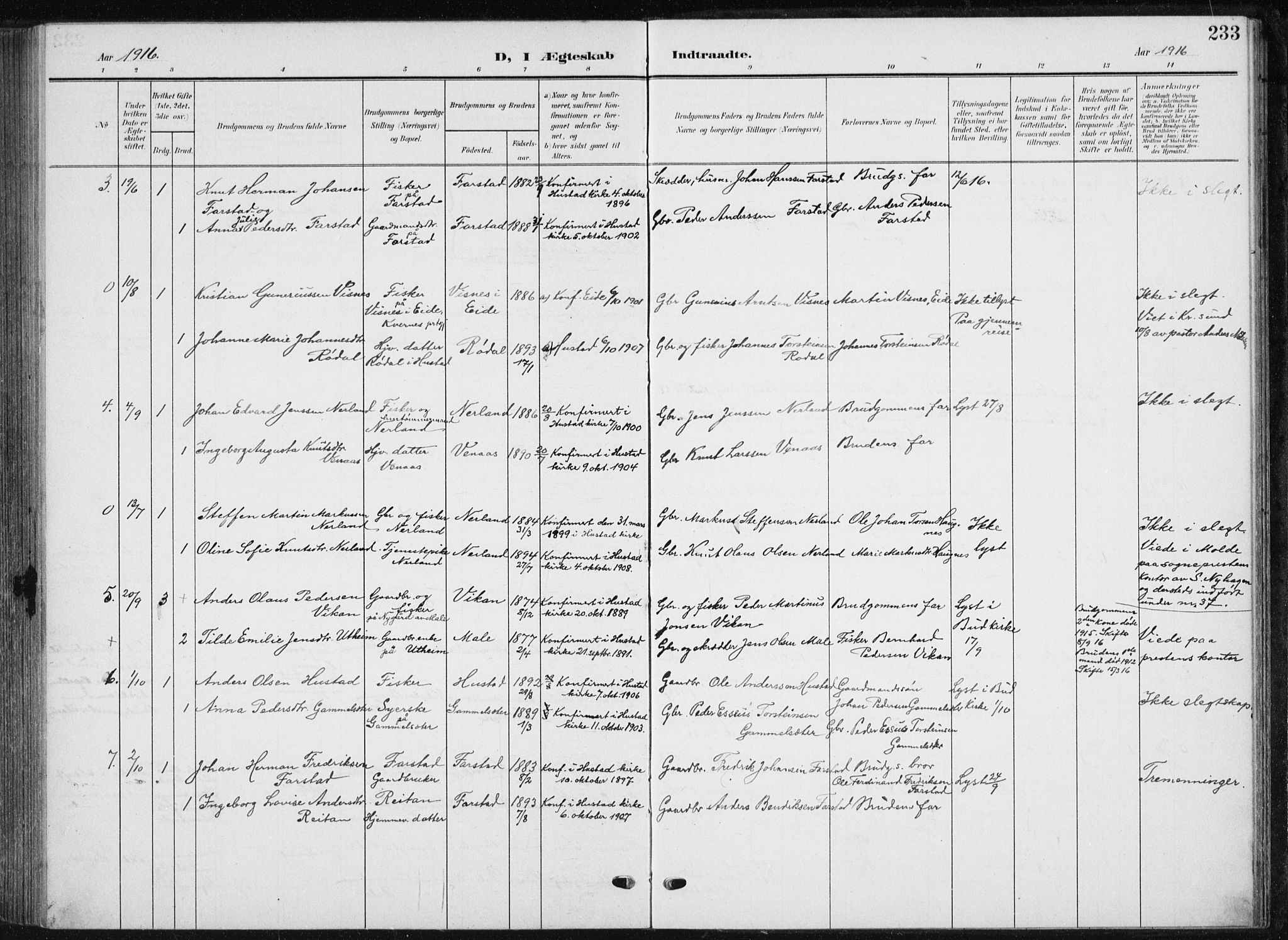 Ministerialprotokoller, klokkerbøker og fødselsregistre - Møre og Romsdal, AV/SAT-A-1454/567/L0784: Klokkerbok nr. 567C04, 1903-1938, s. 233