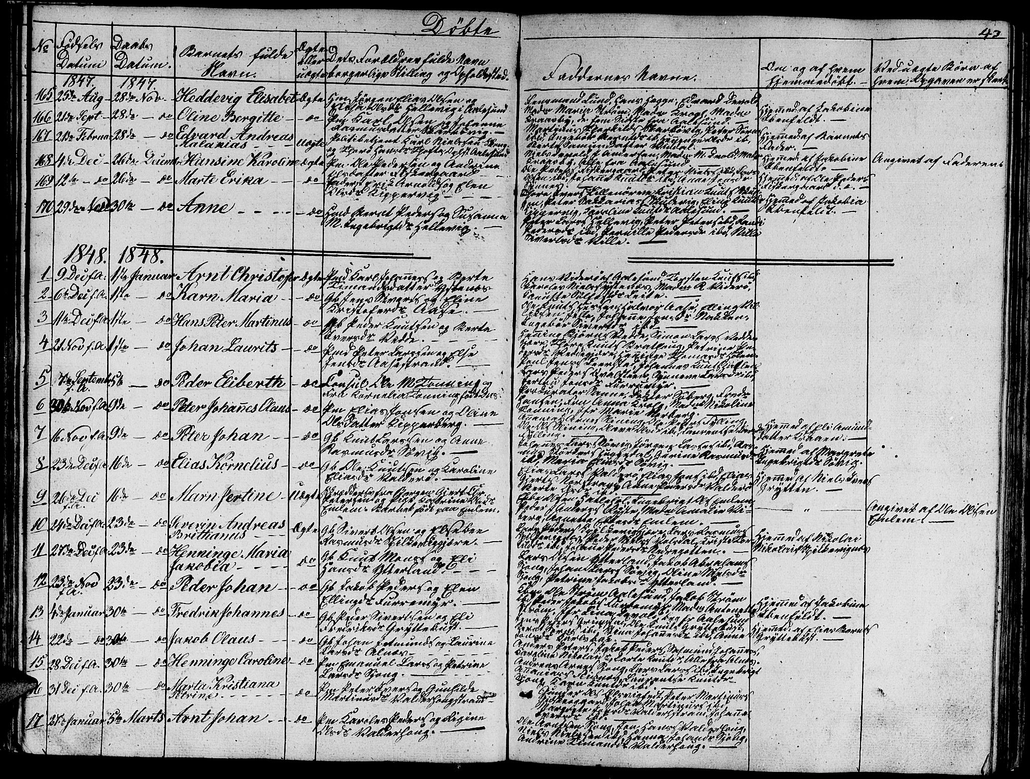 Ministerialprotokoller, klokkerbøker og fødselsregistre - Møre og Romsdal, AV/SAT-A-1454/528/L0426: Klokkerbok nr. 528C07, 1844-1854, s. 43