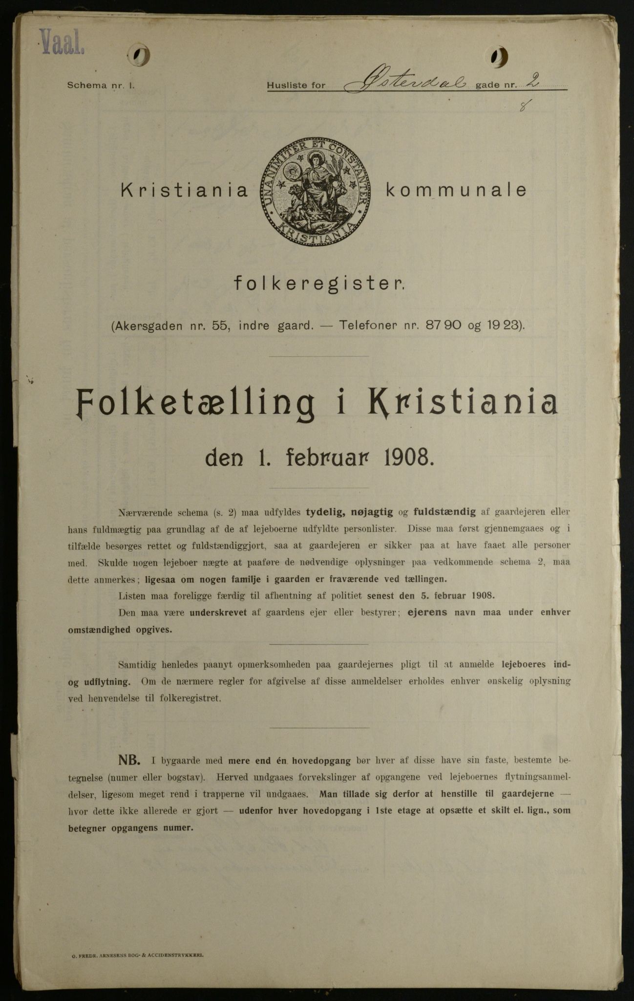 OBA, Kommunal folketelling 1.2.1908 for Kristiania kjøpstad, 1908, s. 115752