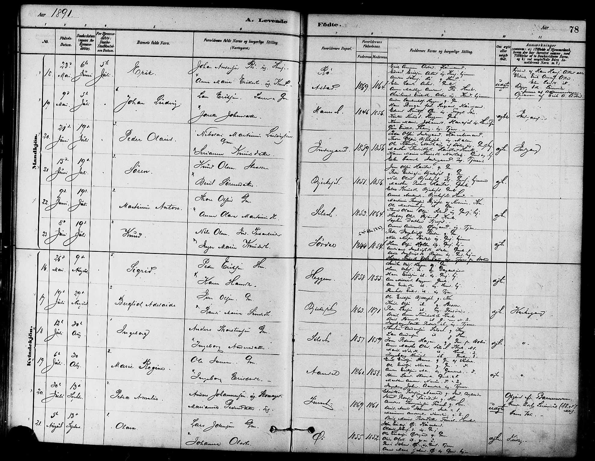 Ministerialprotokoller, klokkerbøker og fødselsregistre - Møre og Romsdal, AV/SAT-A-1454/584/L0967: Ministerialbok nr. 584A07, 1879-1894, s. 78