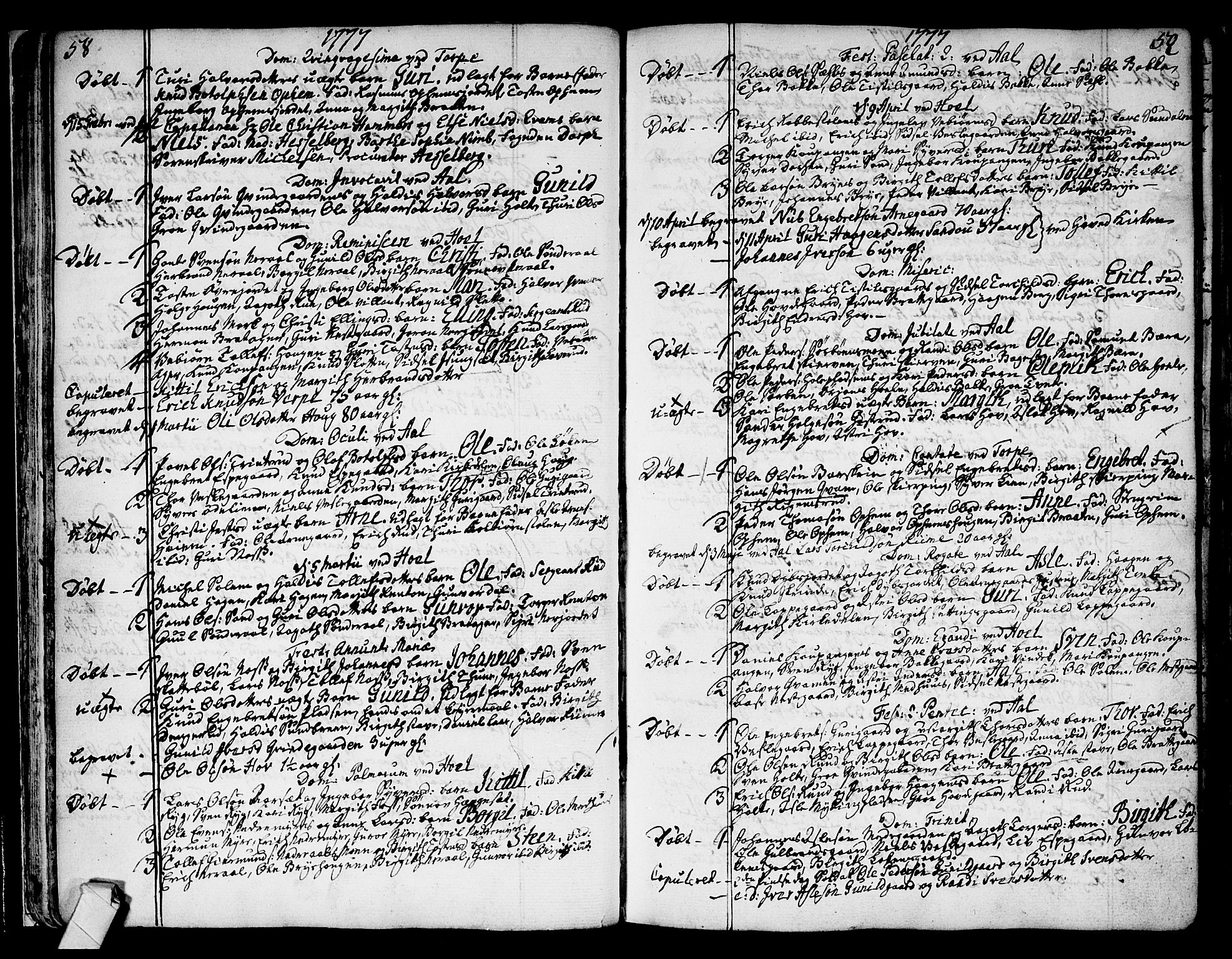Ål kirkebøker, SAKO/A-249/F/Fa/L0002: Ministerialbok nr. I 2, 1771-1806, s. 58-59