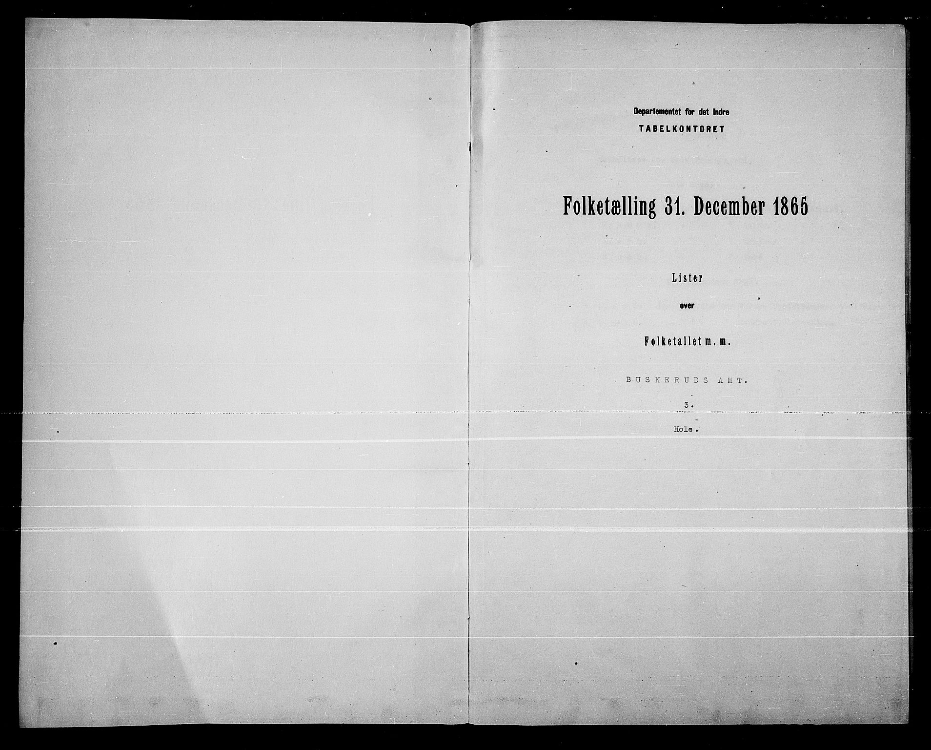 RA, Folketelling 1865 for 0612P Hole prestegjeld, 1865, s. 3