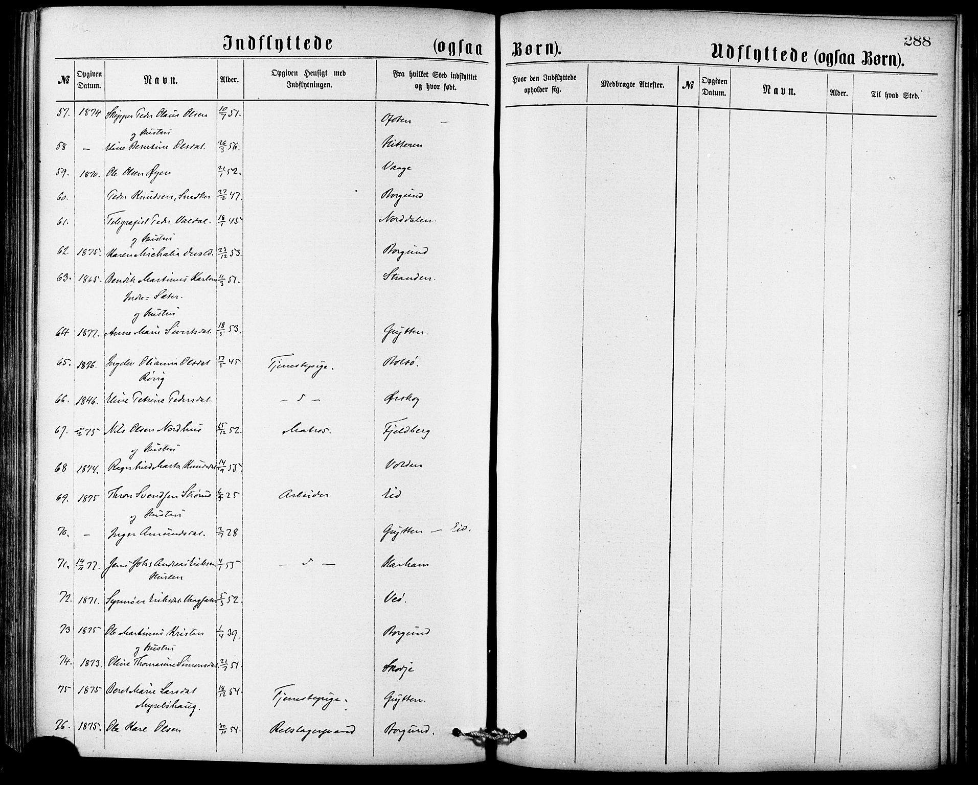 Ministerialprotokoller, klokkerbøker og fødselsregistre - Møre og Romsdal, AV/SAT-A-1454/529/L0453: Ministerialbok nr. 529A03, 1872-1877, s. 288
