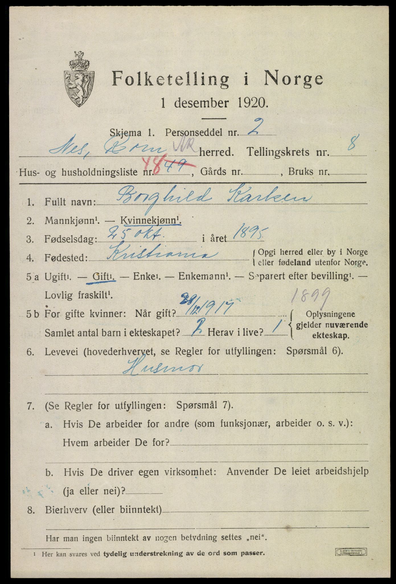 SAO, Folketelling 1920 for 0236 Nes herred, 1920, s. 9914