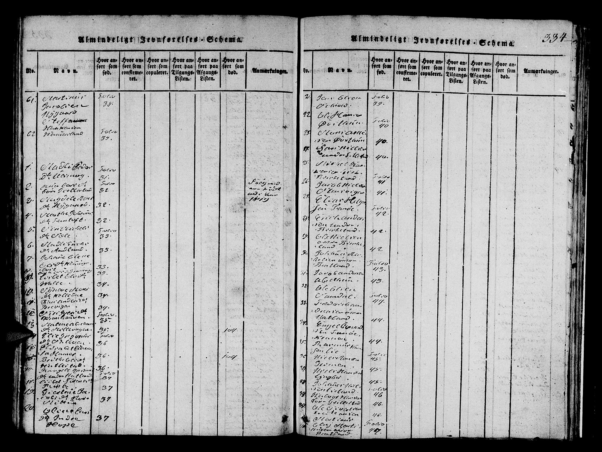 Fana Sokneprestembete, AV/SAB-A-75101/H/Hab/Haba/L0001: Klokkerbok nr. A 1, 1816-1836, s. 334