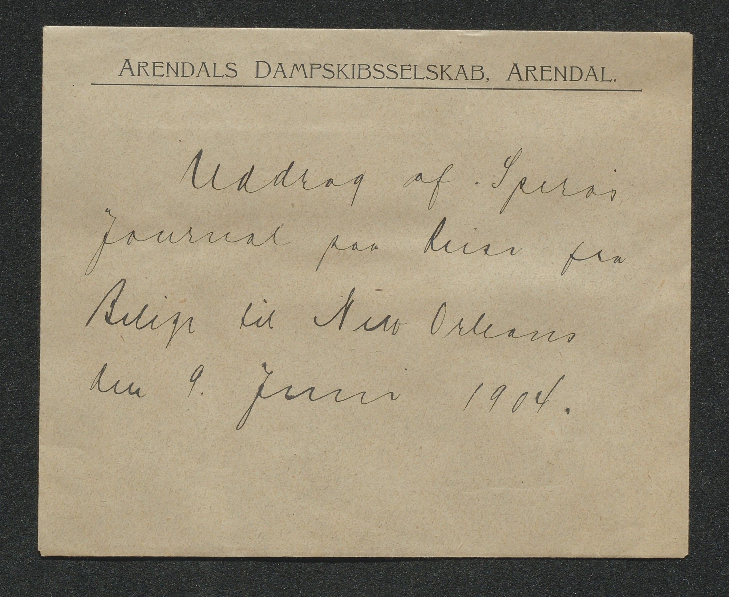 Arendals Dampskibsselskab (ADS), AAKS/PA-1716/1/15/L0018: Skipspapirer D/S Spero, 1898-1904