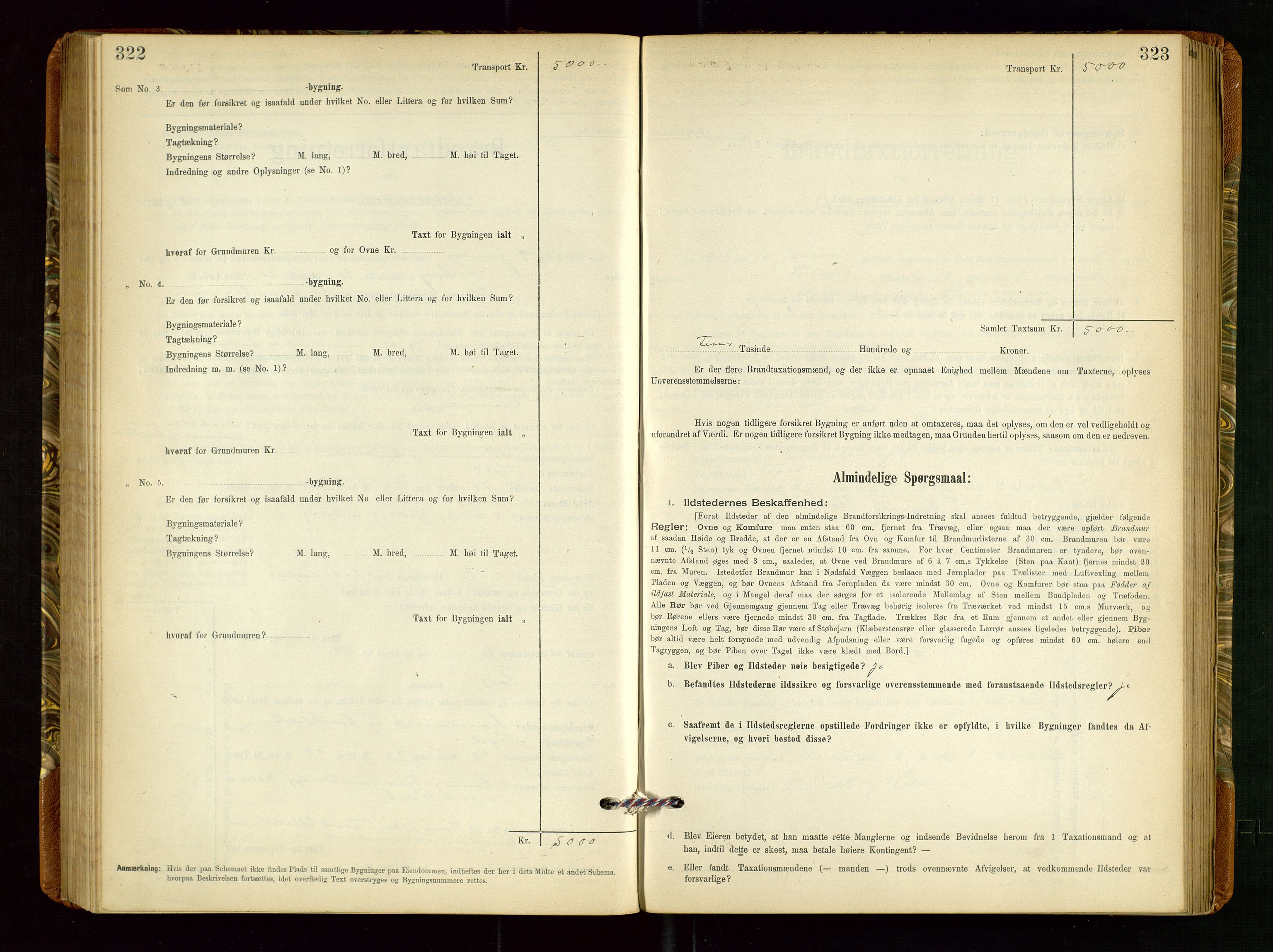 Torvestad lensmannskontor, SAST/A-100307/1/Gob/L0002: "Brandtakstprotokol for Lensmanden i Torvestad", 1900-1905, s. 322-323