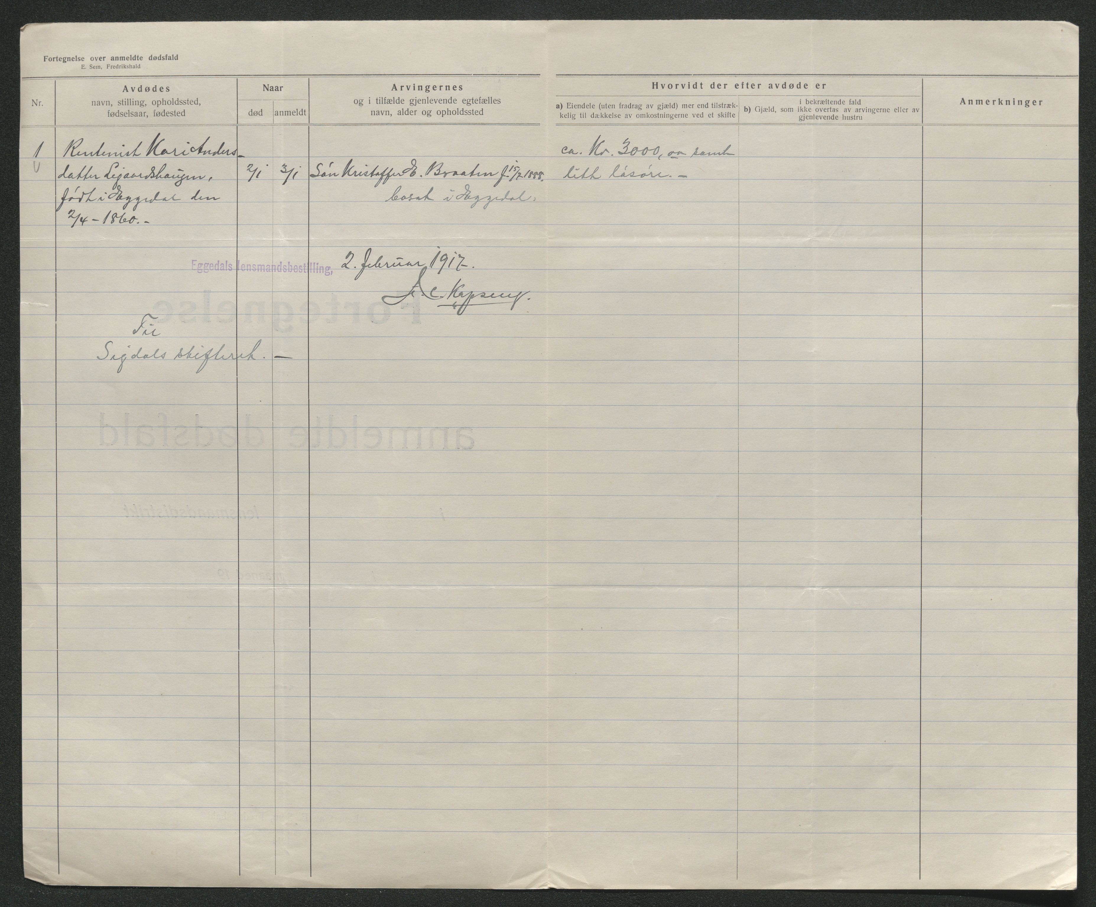 Eiker, Modum og Sigdal sorenskriveri, AV/SAKO-A-123/H/Ha/Hab/L0038: Dødsfallsmeldinger, 1916-1917, s. 732