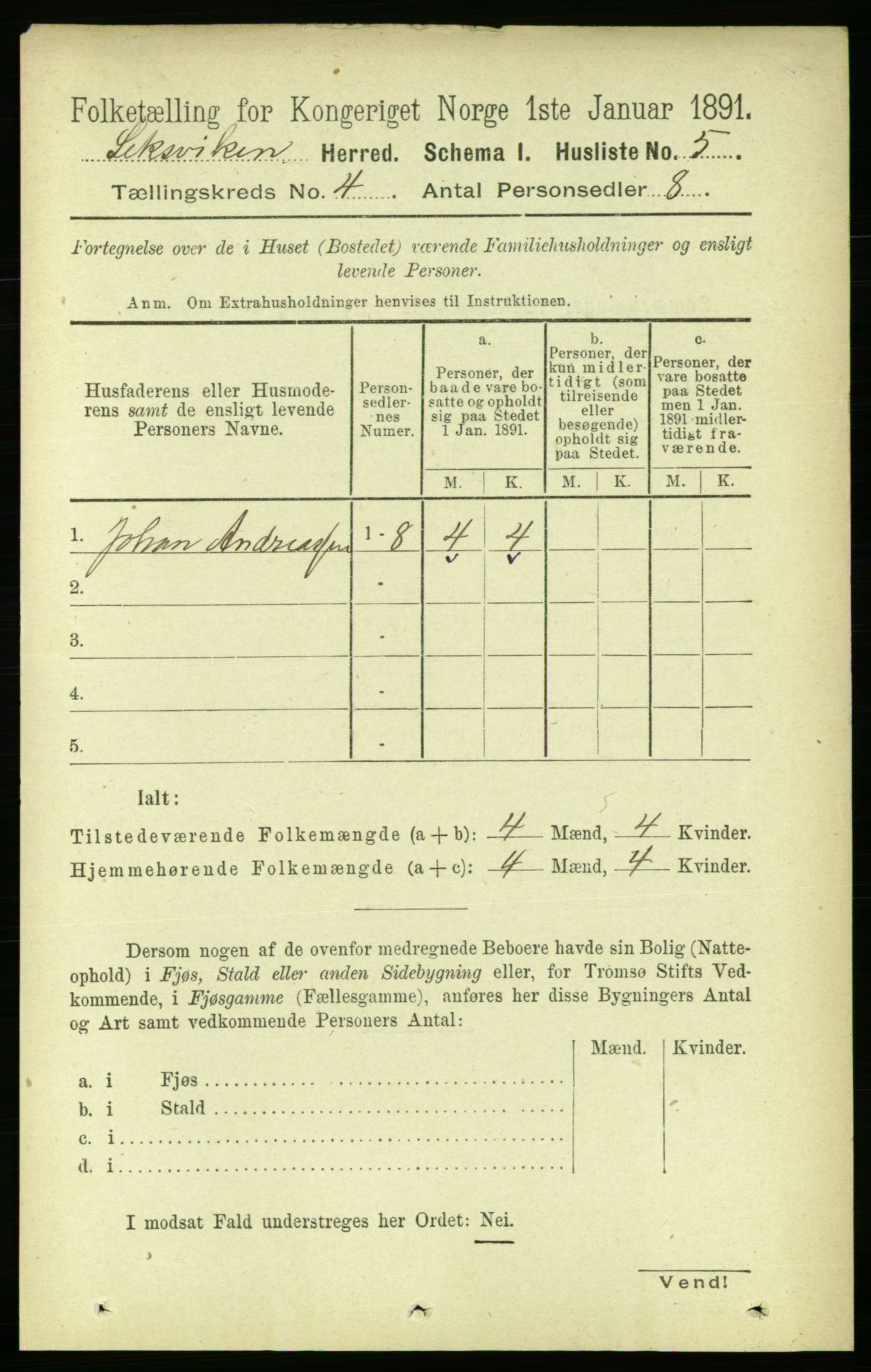 RA, Folketelling 1891 for 1718 Leksvik herred, 1891, s. 1831