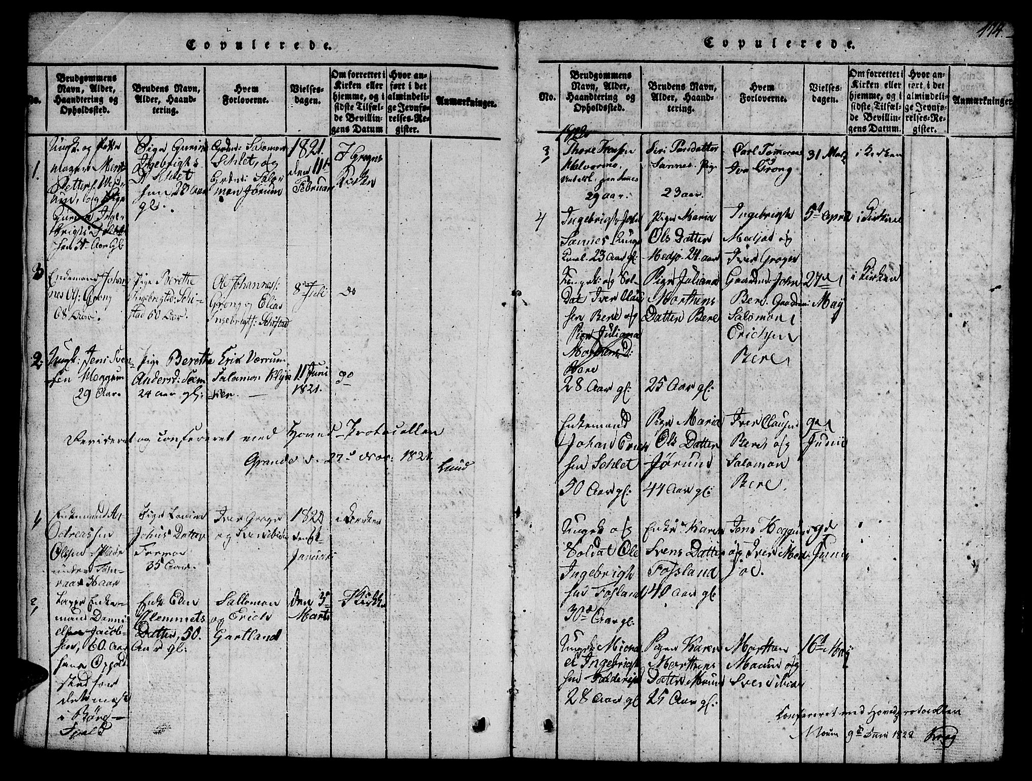 Ministerialprotokoller, klokkerbøker og fødselsregistre - Nord-Trøndelag, SAT/A-1458/758/L0521: Klokkerbok nr. 758C01, 1816-1825, s. 114