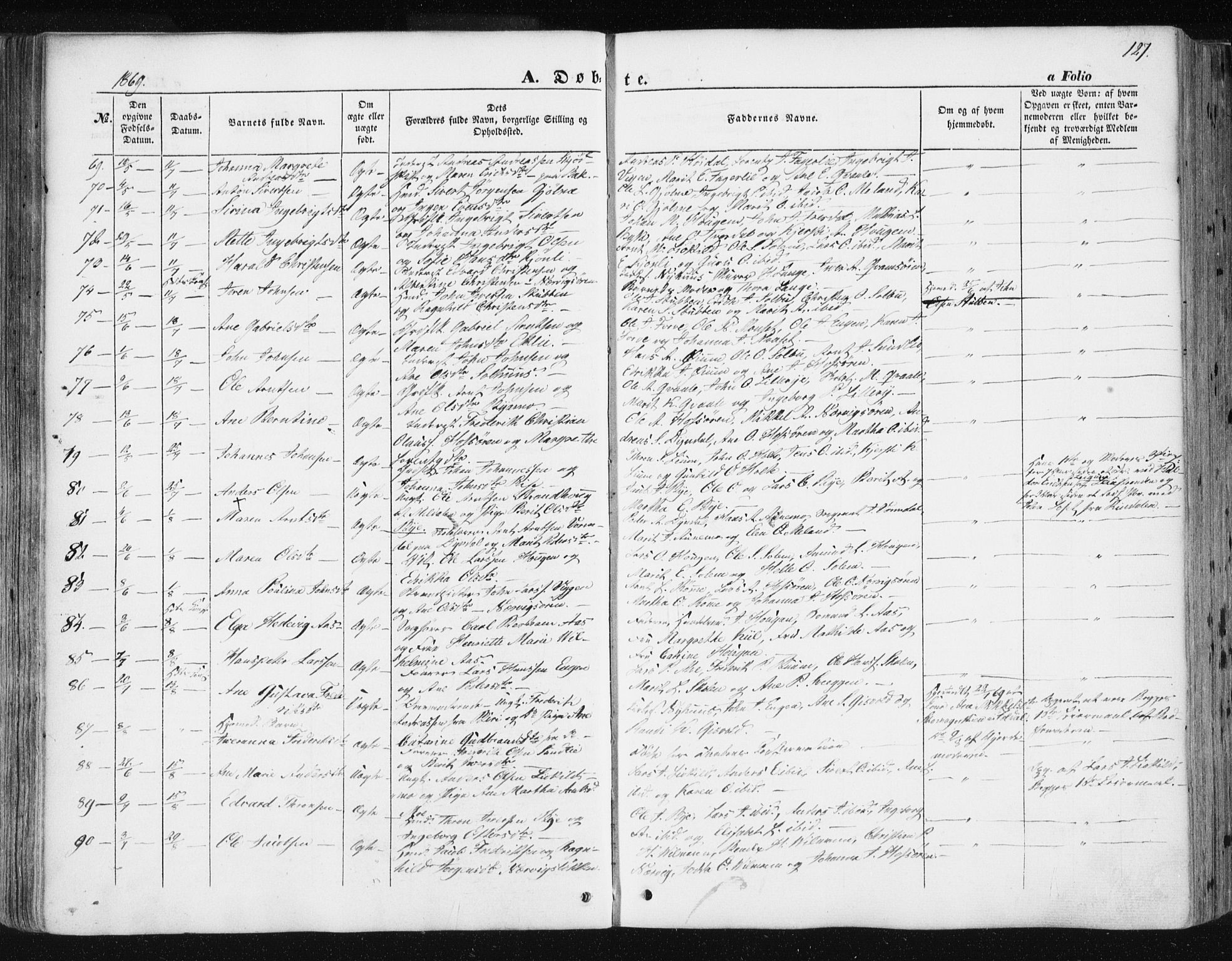 Ministerialprotokoller, klokkerbøker og fødselsregistre - Sør-Trøndelag, SAT/A-1456/668/L0806: Ministerialbok nr. 668A06, 1854-1869, s. 127