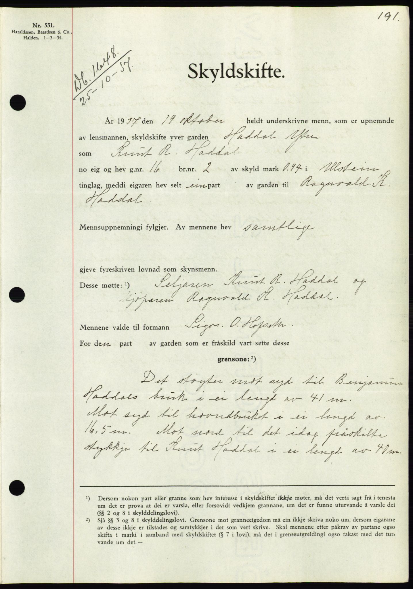 Søre Sunnmøre sorenskriveri, AV/SAT-A-4122/1/2/2C/L0064: Pantebok nr. 58, 1937-1938, Dagboknr: 1648/1937