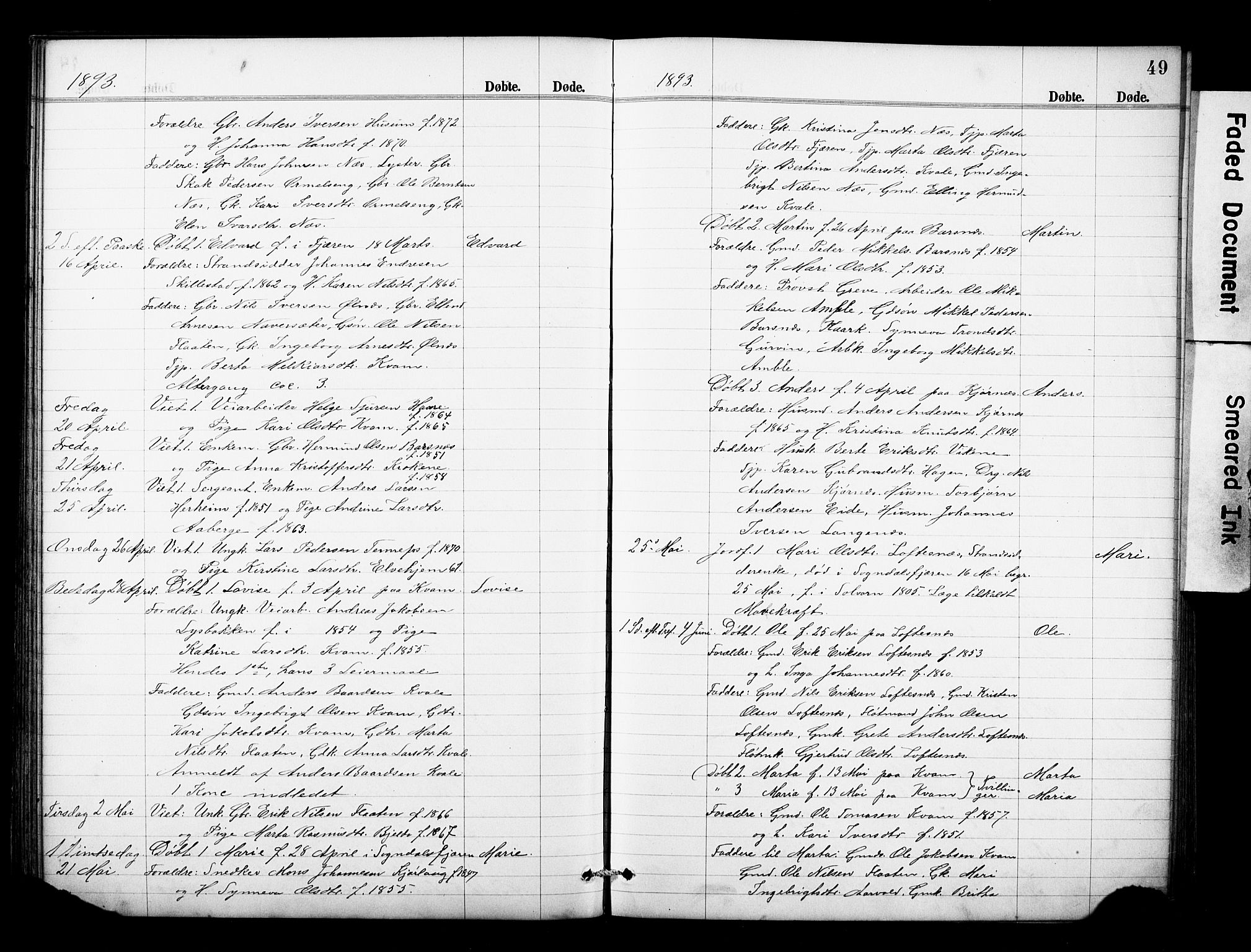 Sogndal sokneprestembete, AV/SAB-A-81301/H/Hab/Haba/L0001: Klokkerbok nr. A 1, 1887-1907, s. 49