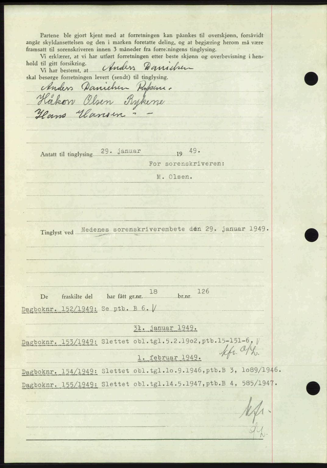 Nedenes sorenskriveri, AV/SAK-1221-0006/G/Gb/Gba/L0060: Pantebok nr. A12, 1948-1949, Dagboknr: 151/1949