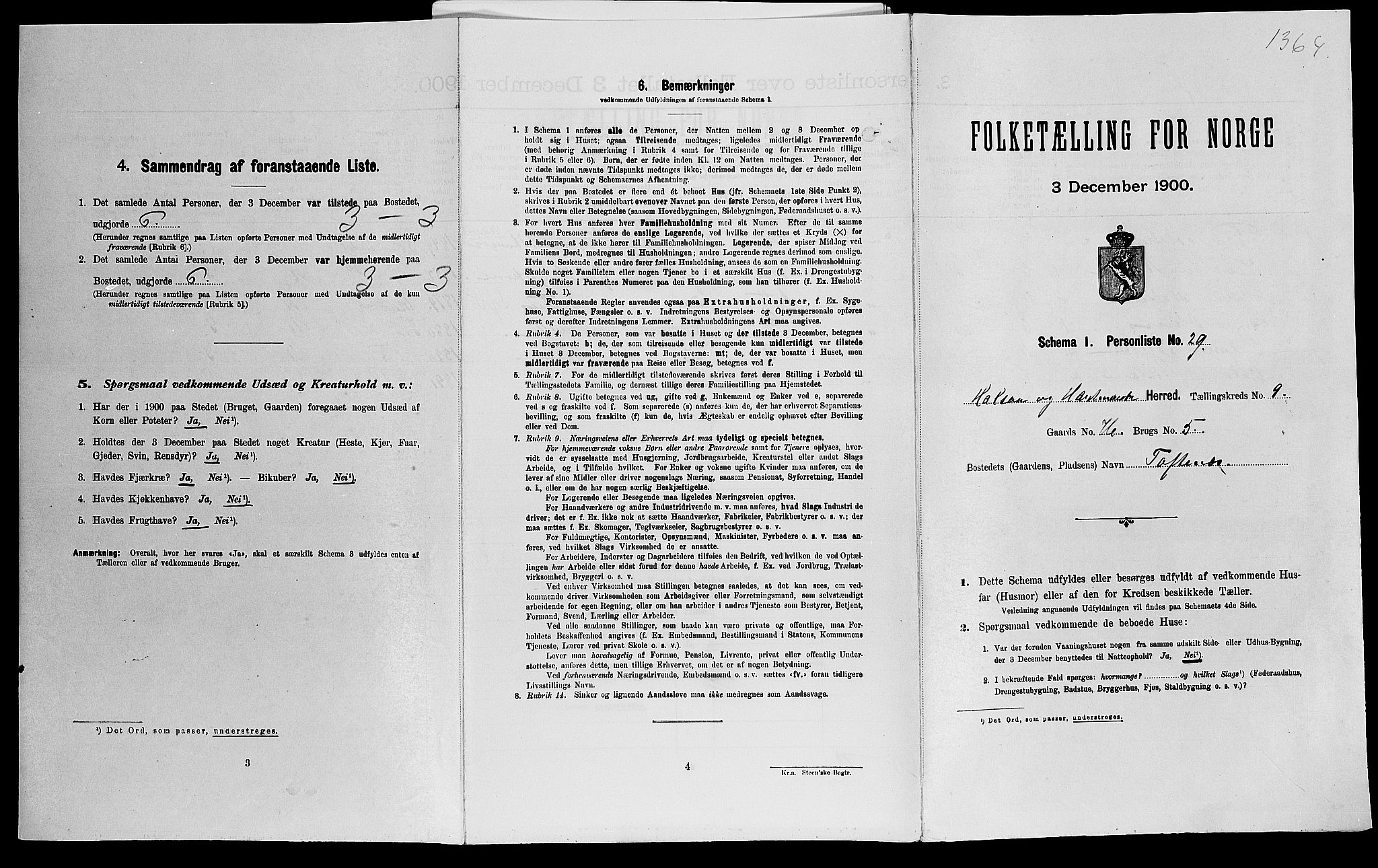 SAK, Folketelling 1900 for 1019 Halse og Harkmark herred, 1900, s. 1086