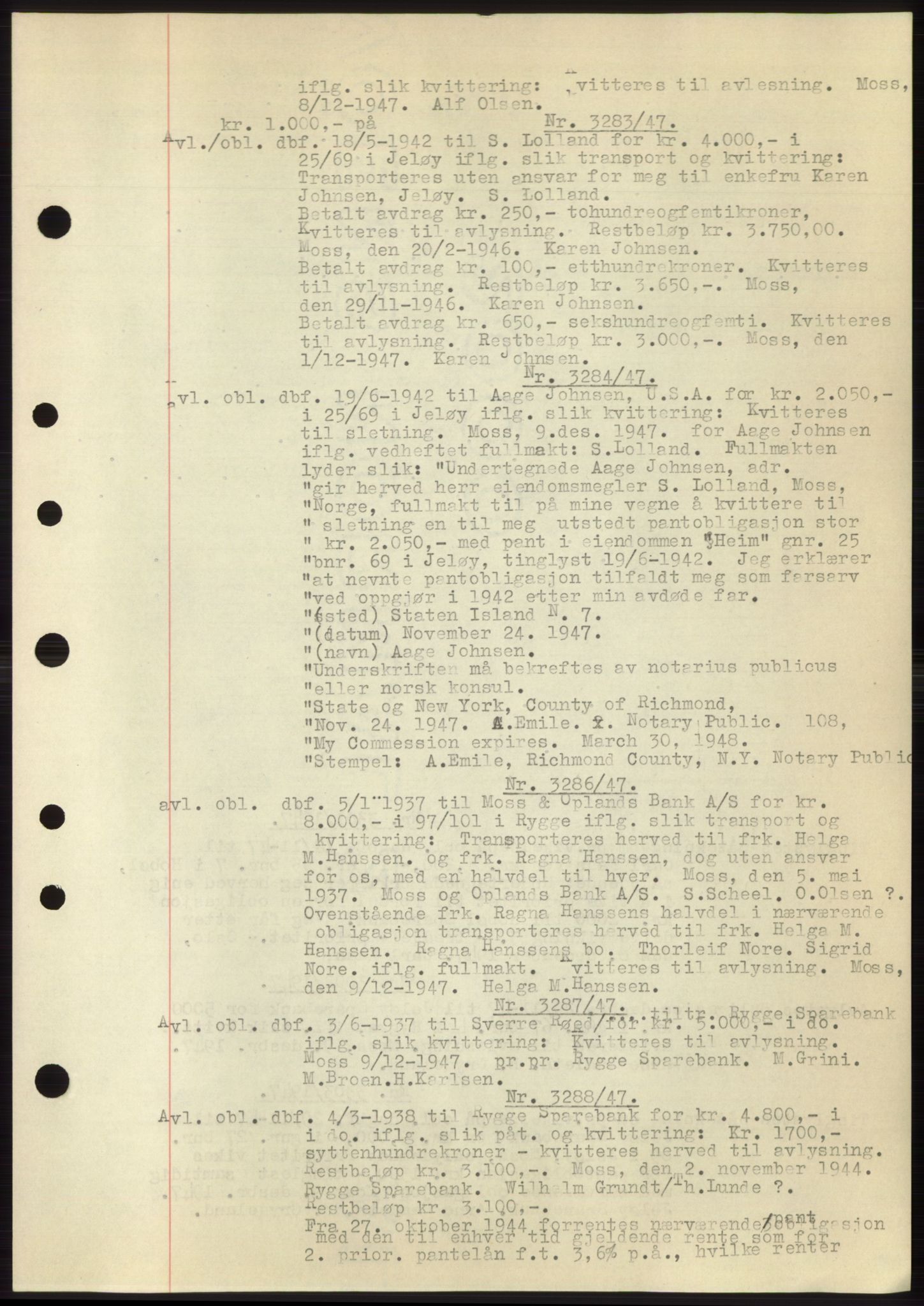 Moss sorenskriveri, SAO/A-10168: Pantebok nr. C10, 1938-1950, Dagboknr: 3283/1947