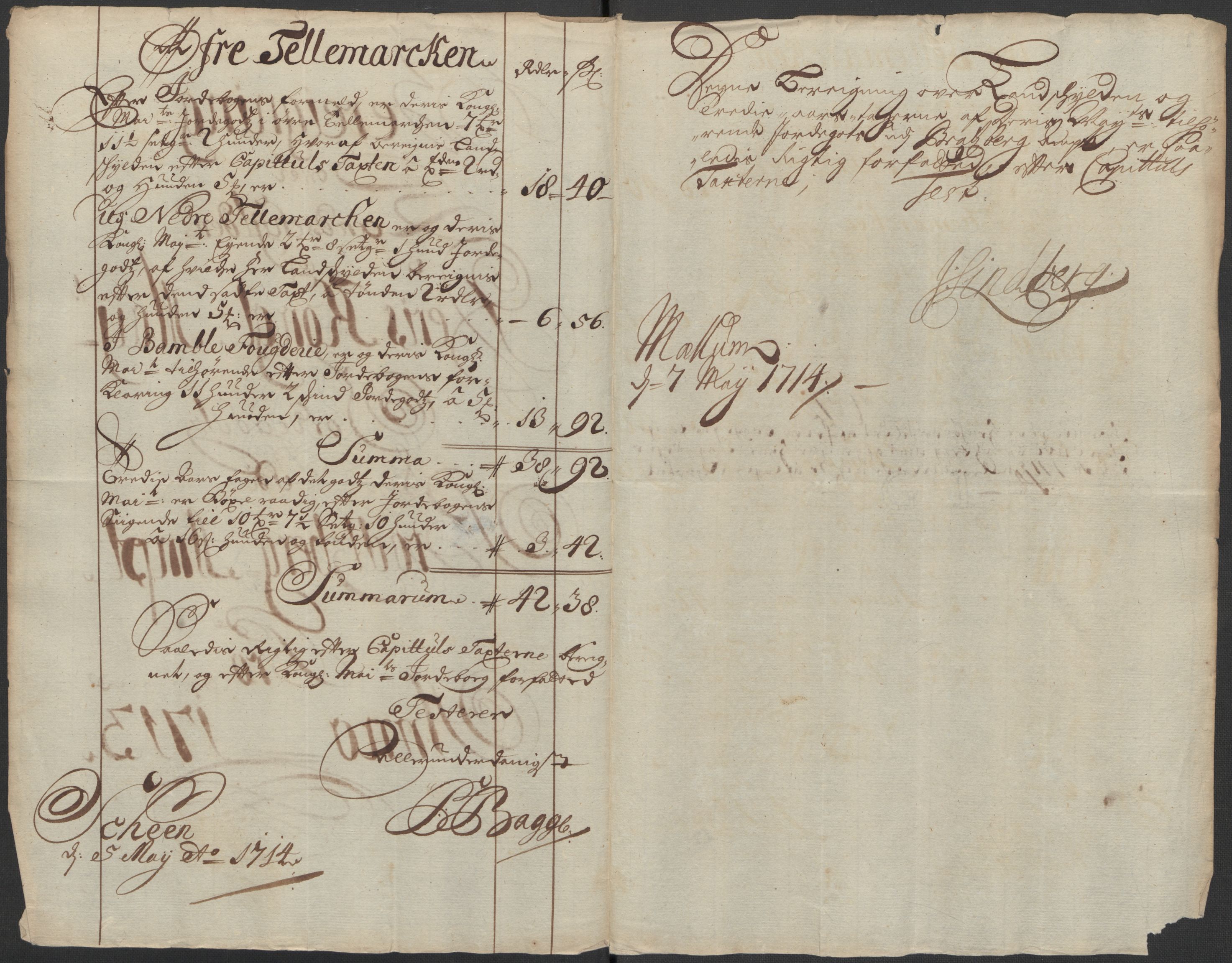 Rentekammeret inntil 1814, Reviderte regnskaper, Fogderegnskap, RA/EA-4092/R36/L2125: Fogderegnskap Øvre og Nedre Telemark og Bamble, 1713, s. 7