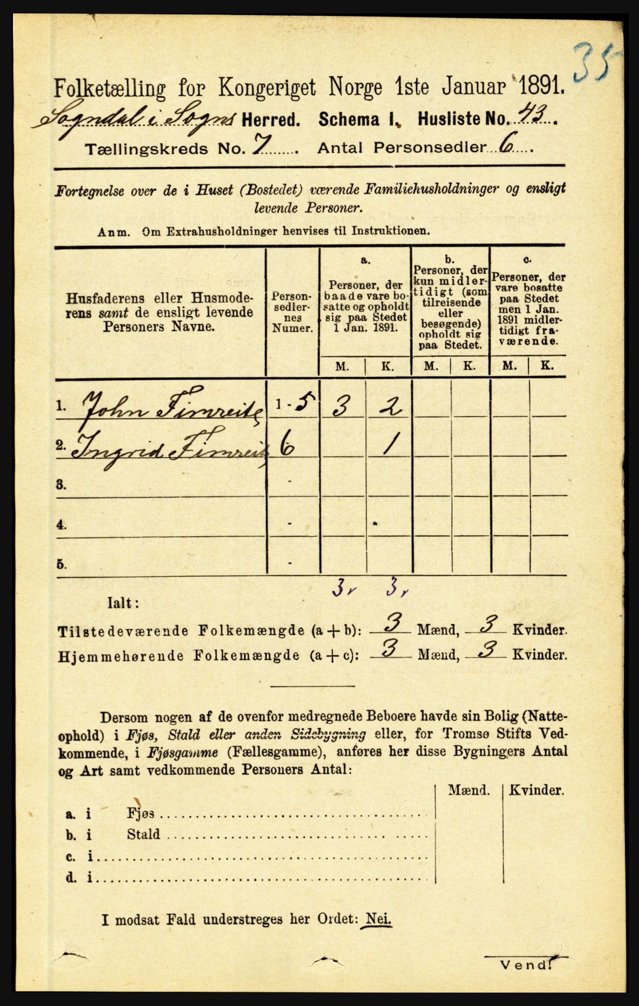 RA, Folketelling 1891 for 1420 Sogndal herred, 1891, s. 2972