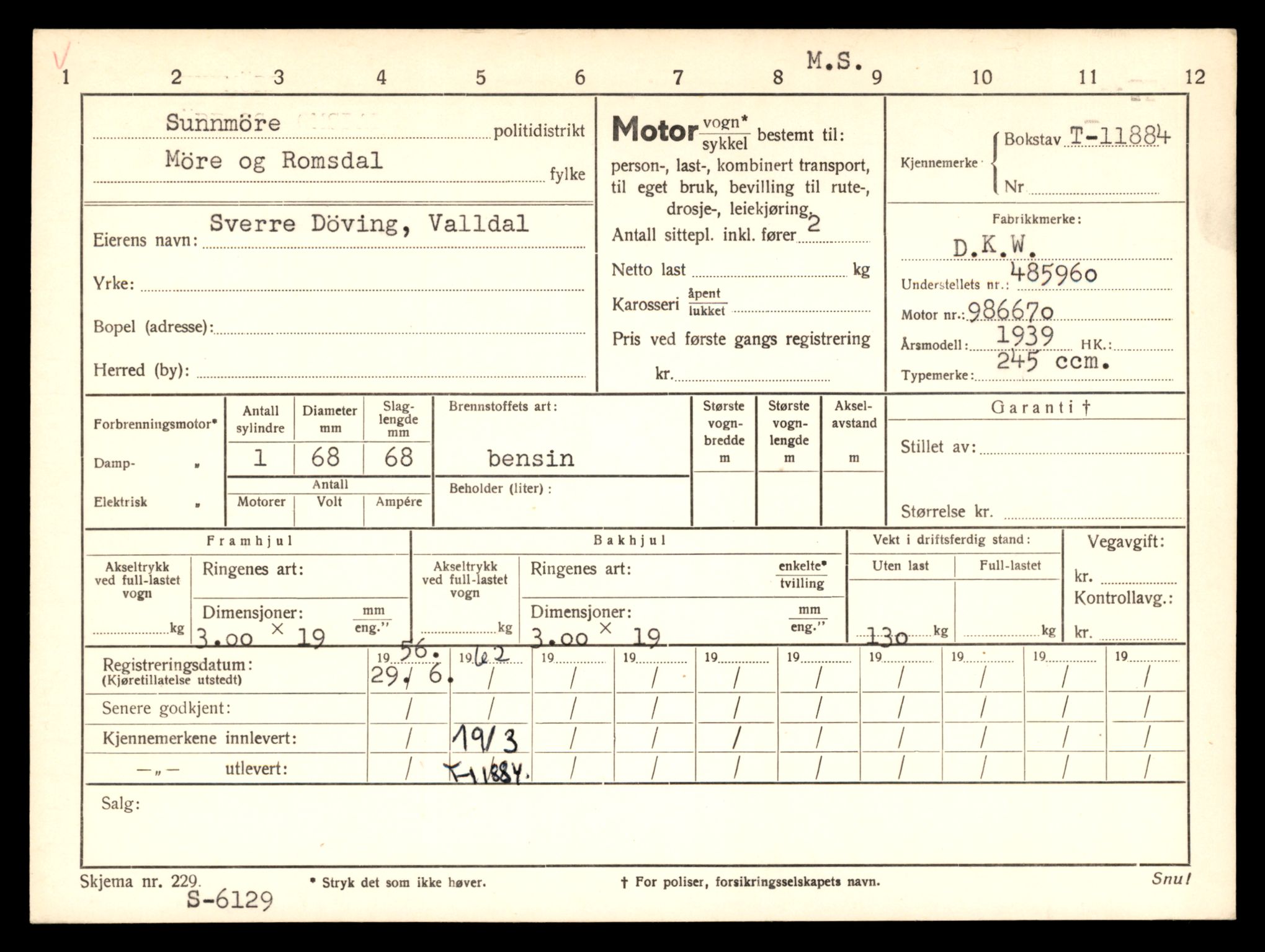 Møre og Romsdal vegkontor - Ålesund trafikkstasjon, AV/SAT-A-4099/F/Fe/L0031: Registreringskort for kjøretøy T 11800 - T 11996, 1927-1998, s. 1533