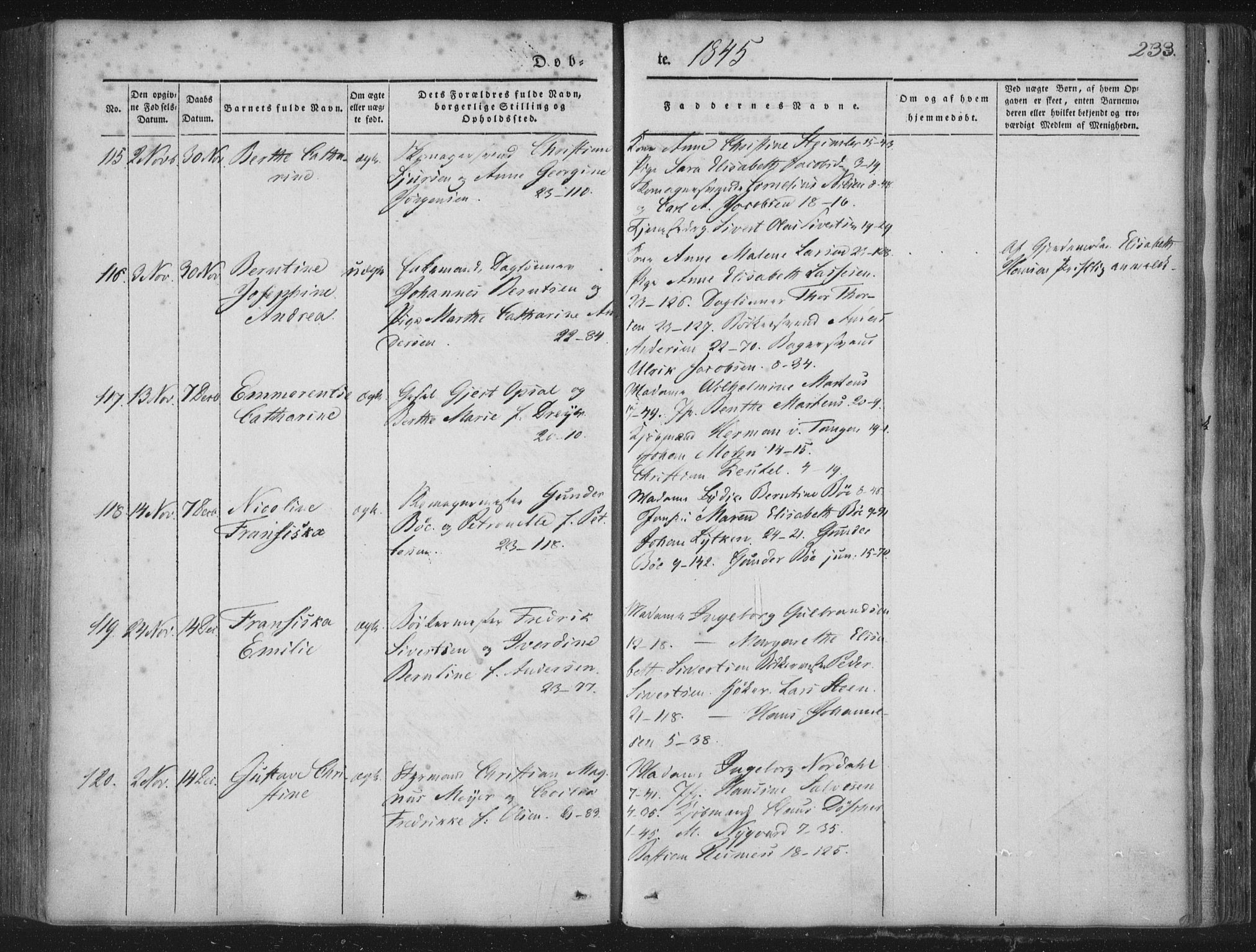 Korskirken sokneprestembete, SAB/A-76101/H/Haa/L0016: Ministerialbok nr. B 2, 1841-1851, s. 233